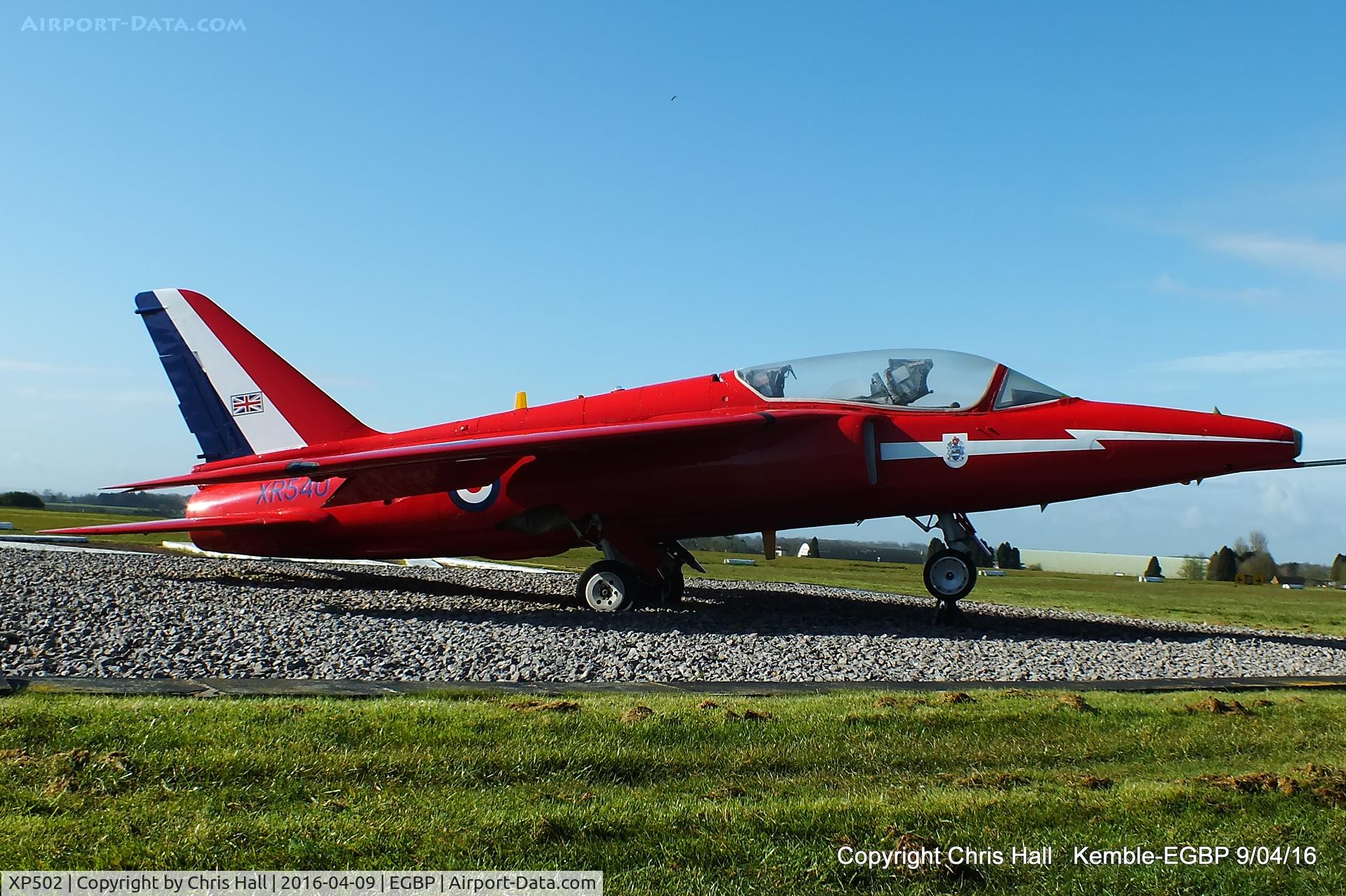 XP502, 1962 Folland Gnat T.1 C/N FL517, wearing the serial XR540, representing Folland Gnat T.1 C/N FL551 which served with the Red Arrows