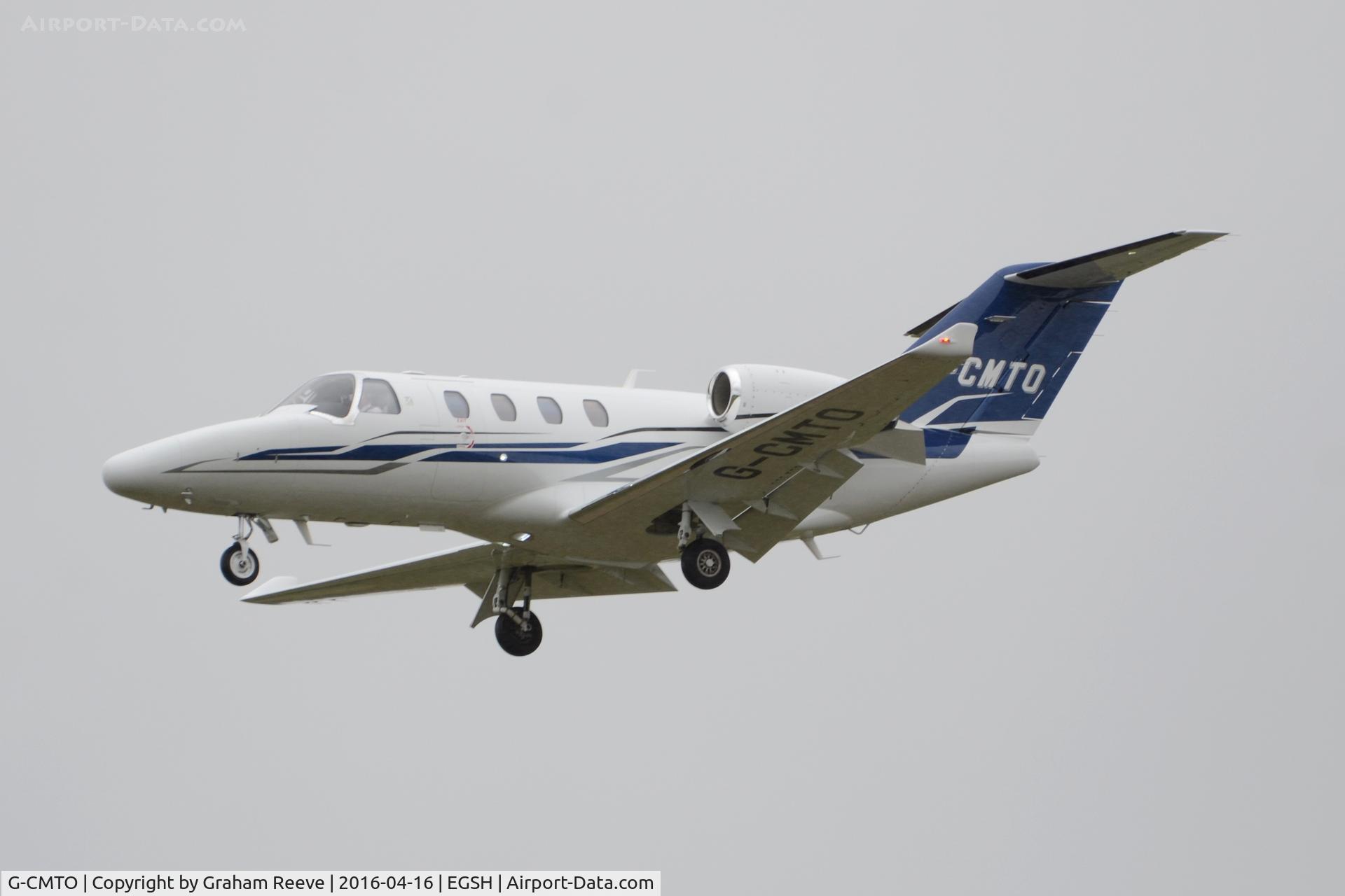 G-CMTO, 2014 Cessna 525 Citation M2 C/N 525-0848, Landing at Norwich.