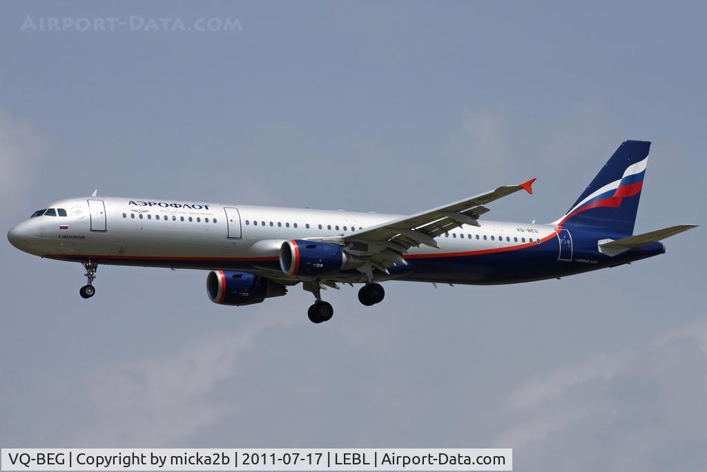 VQ-BEG, 2009 Airbus A321-211 C/N 4116, Landing