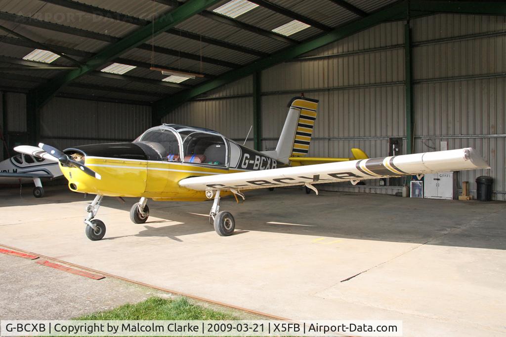 G-BCXB, 1974 Socata Rallye 100ST Galopin C/N 2546, Morane-Saulnier Rallye 100ST in her hanger at Fishburn Airfield, March 2009.