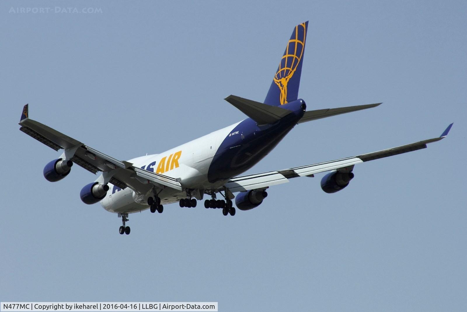 N477MC, 1998 Boeing 747-47UF C/N 29255, Atlas Air flight for El-Al cargo Airlines, from Liege, Belgium, upon landing on runway 30.