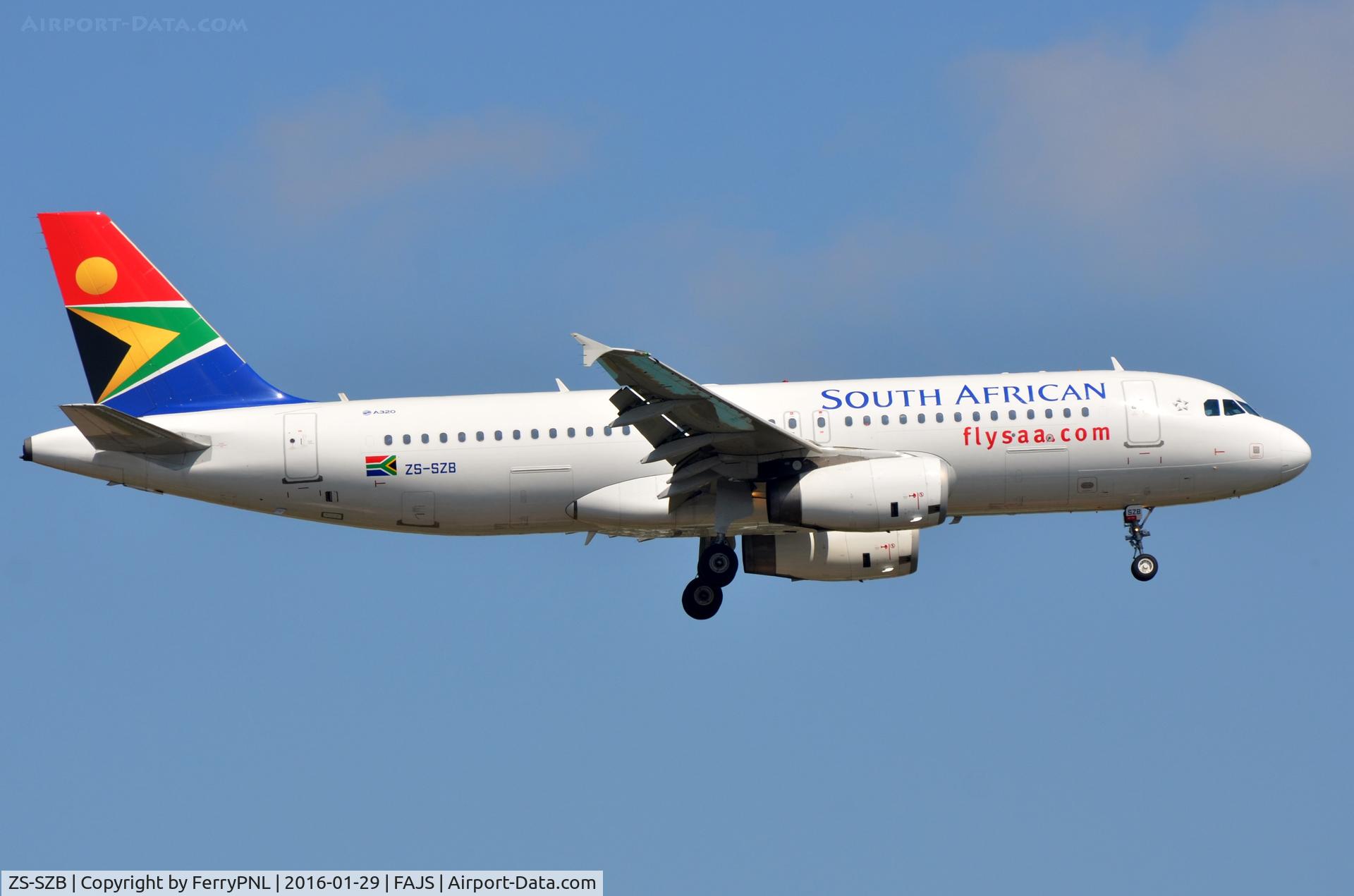 ZS-SZB, 2013 Airbus A320-232 C/N 5680, SA A320 arriving in JNB