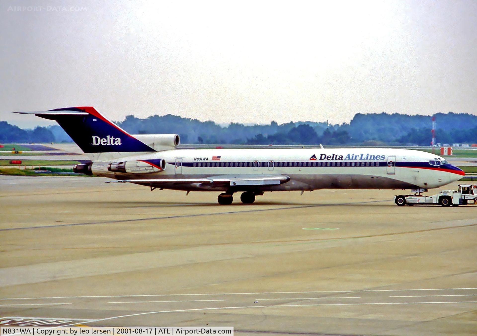 N831WA, 1978 Boeing 727-247 C/N 21483, ATL Atlanta 17.8.01 now Delta AL