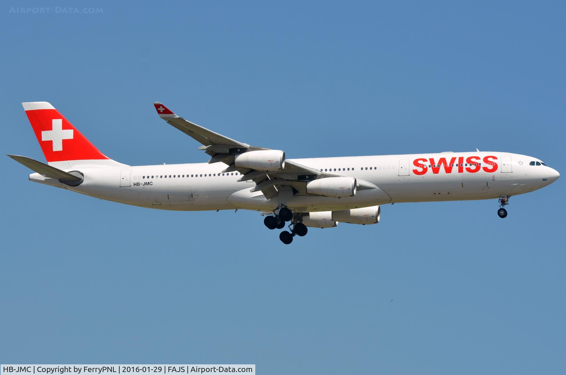 HB-JMC, 2003 Airbus A340-313 C/N 546, Swiss A343 landing in JNB