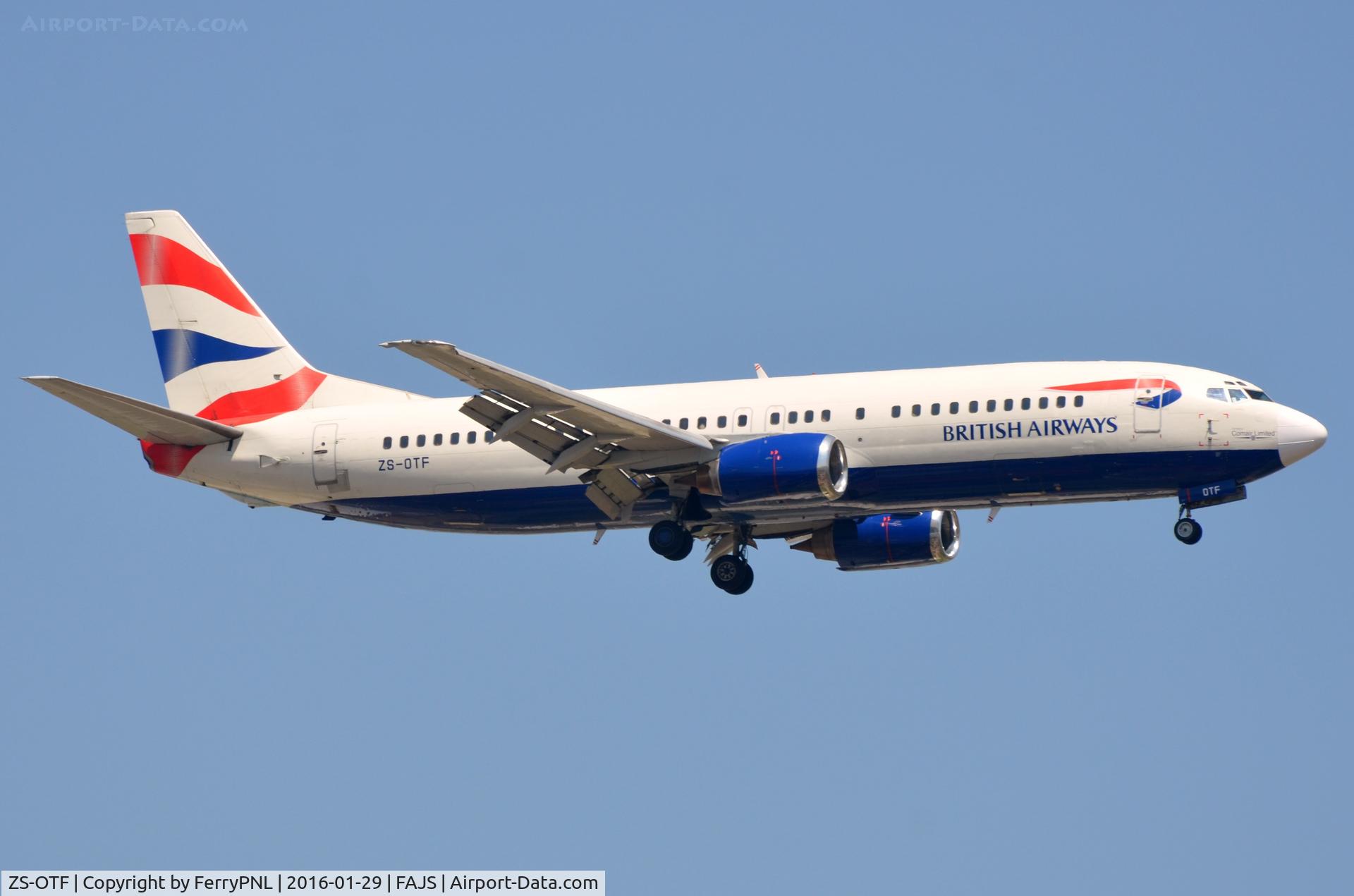 ZS-OTF, 1991 Boeing 737-436 C/N 25305, BA B734 operated by Comair. Formally G-DOCC.