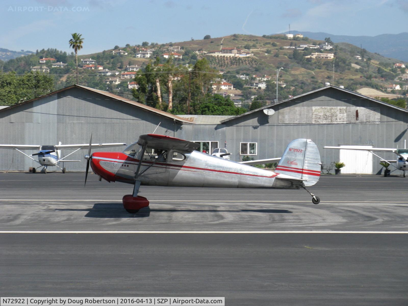 N72922, 1946 Cessna 140 C/N 10120, 1946 Cessna 140, Continental C85 85 Hp, takeoff roll Rwy 22
