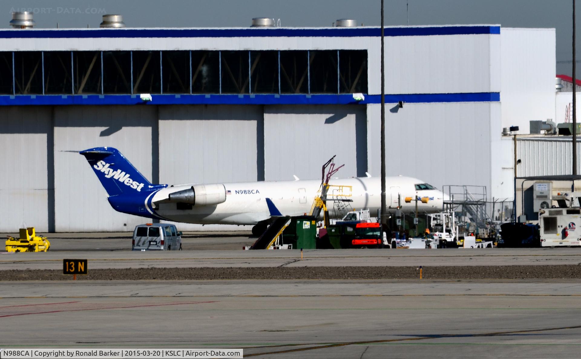 N988CA, 1997 Canadair CRJ-100ER (CL-600-2B19) C/N 7204, At the gate SLC