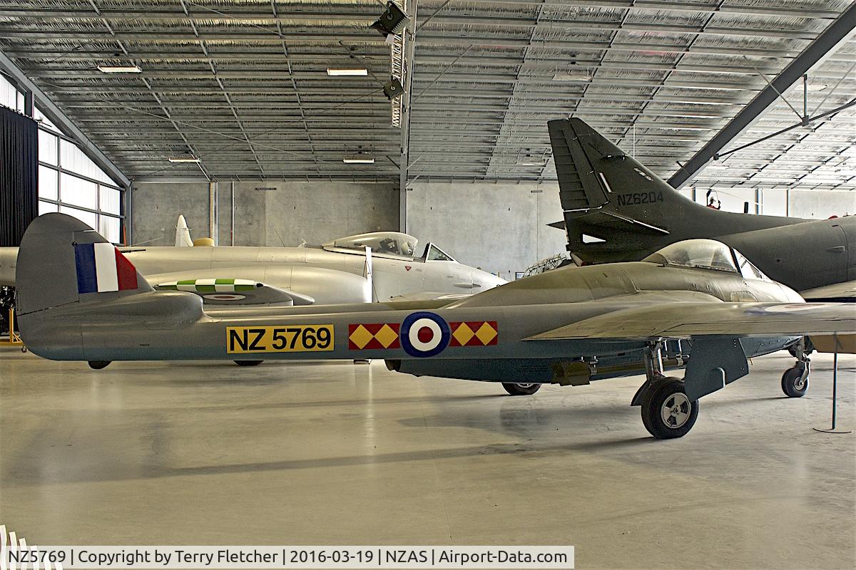 NZ5769, De Havilland DH-100 Vampire FB.5 C/N Not found NZ5769/WA306, At Ashburton , South Island , New Zealand