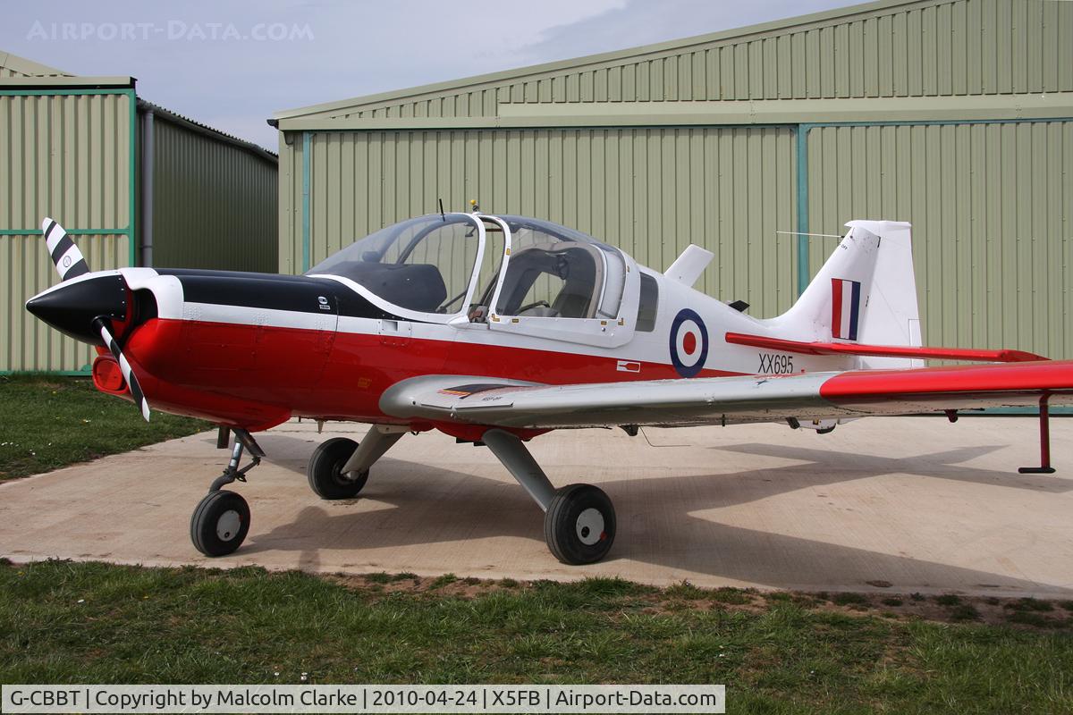 G-CBBT, 1975 Scottish Aviation Bulldog T.1 C/N BH120/344, Scottish Aviation Bulldog T.1 at Fishburn Airfield, April 2010.