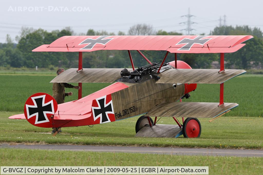 G-BVGZ, 1994 Fokker Dr.1 Triplane Replica C/N PFA 238-12654, Fokker DR-1 Triplane Replica at Sherburn-in-Elmet, UK, May 2009.