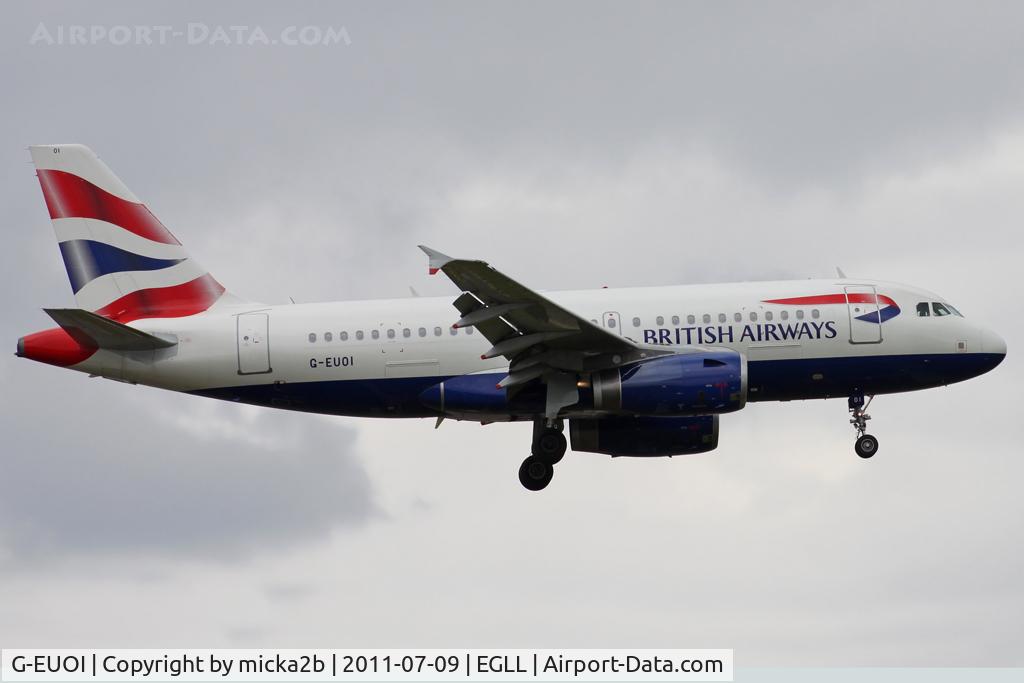G-EUOI, 2001 Airbus A319-131 C/N 1606, Landing. Scrapped in november 2019.