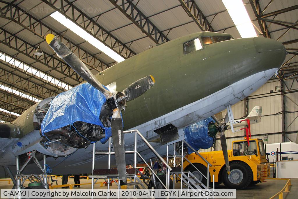 G-AMYJ, 1944 Douglas DC-3C-R-1830-90C (C-47B) C/N 15968/32716, Douglas C-47B Dakota 4 (DC-3A) in 2010. On static display at the Yorkshire Air Museum, Elvington. Fake serial, is ex G-AMYJ / KN353.
