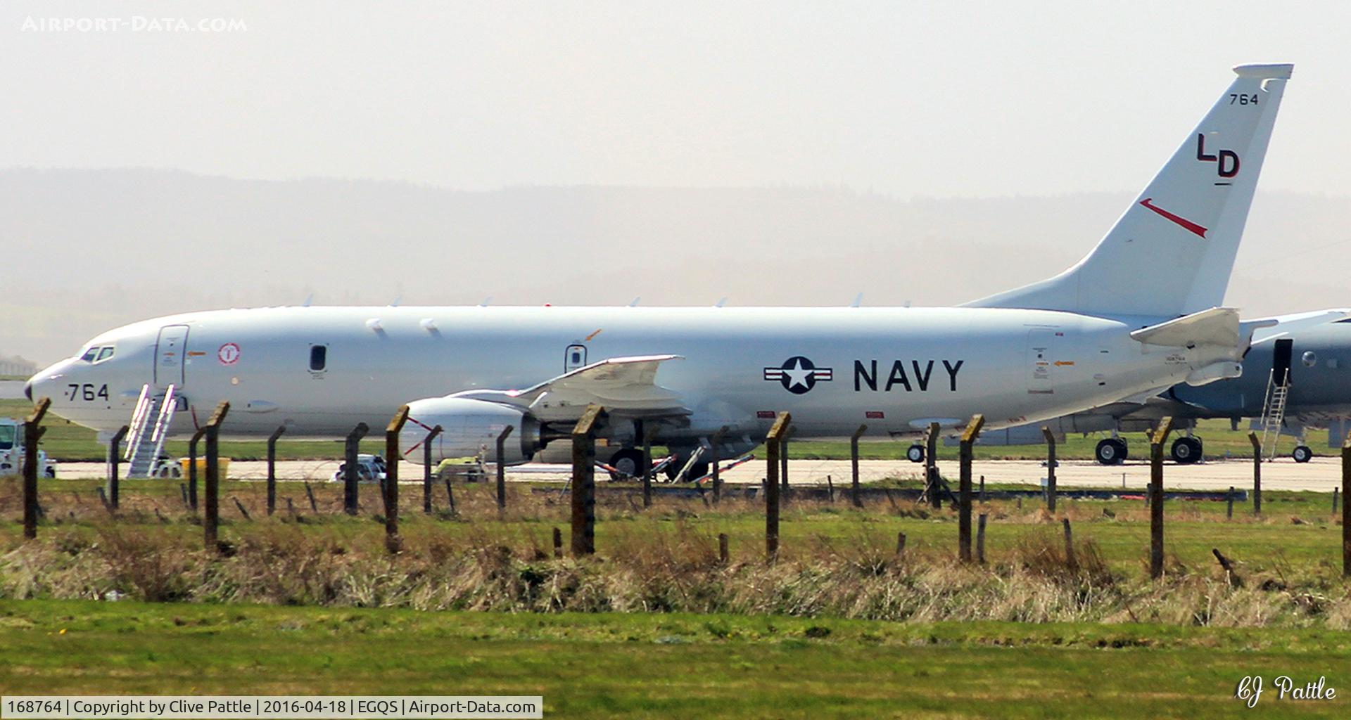168764, 2014 Boeing P-8A Poseidon C/N 42260, Pictured parked up on the 15R Sqn apron at RAF Lossiemouth EGQS whilst participating in Exercise Joint Warrior 16/1. Coded LD-764 of USN VP-10.