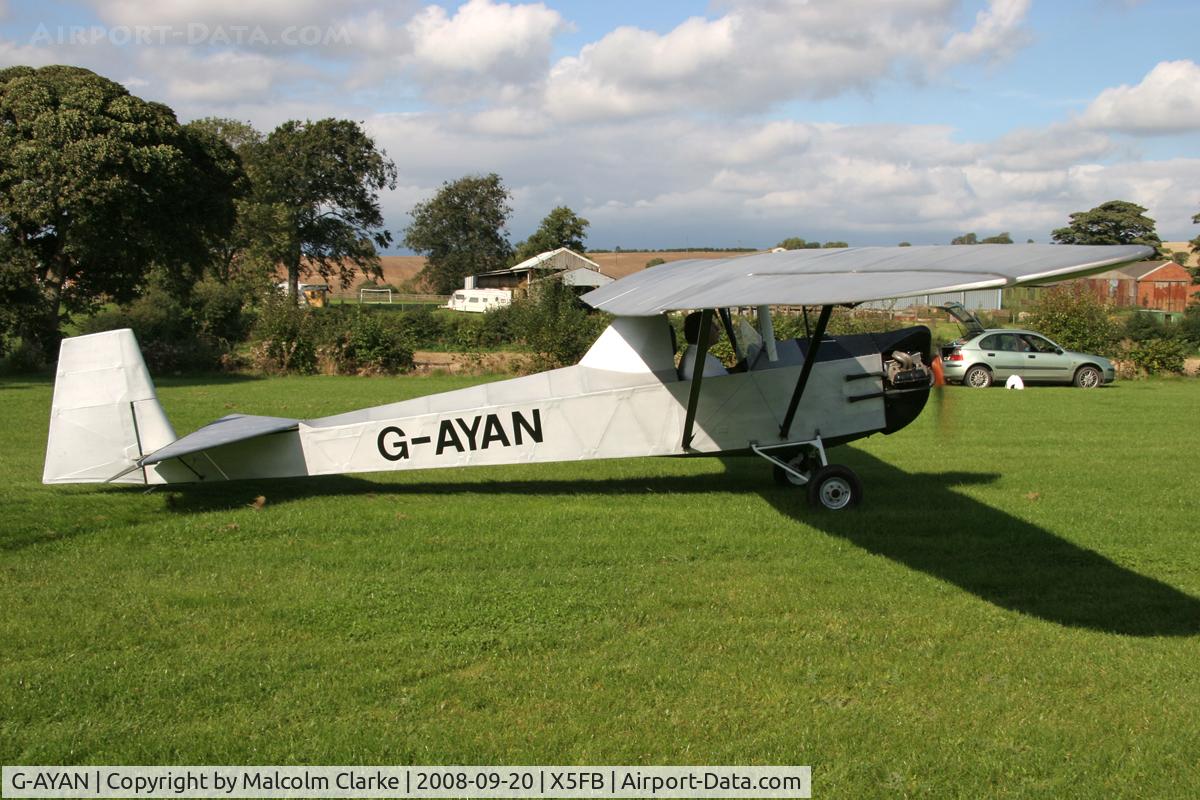 G-AYAN, 1970 Slingsby Cadet Motor Glider III C/N PFA 1385, Slingsby Cadet Motor Glider III (Slingsby T-31 glider conversion), a one time resident at Fishburn Airfield, September 2008.