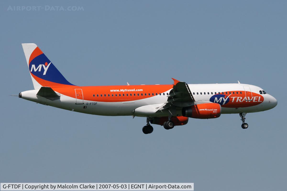 G-FTDF, 1994 Airbus A320-231 C/N 437, Airbus A320-231 on approach to 07 at Newcastle Aiport, May 2007.