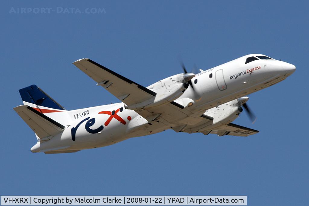 VH-XRX, 1990 Saab 340B C/N 340B-179, Saab 340B on take-off from Adelaide Airport in January 2008.