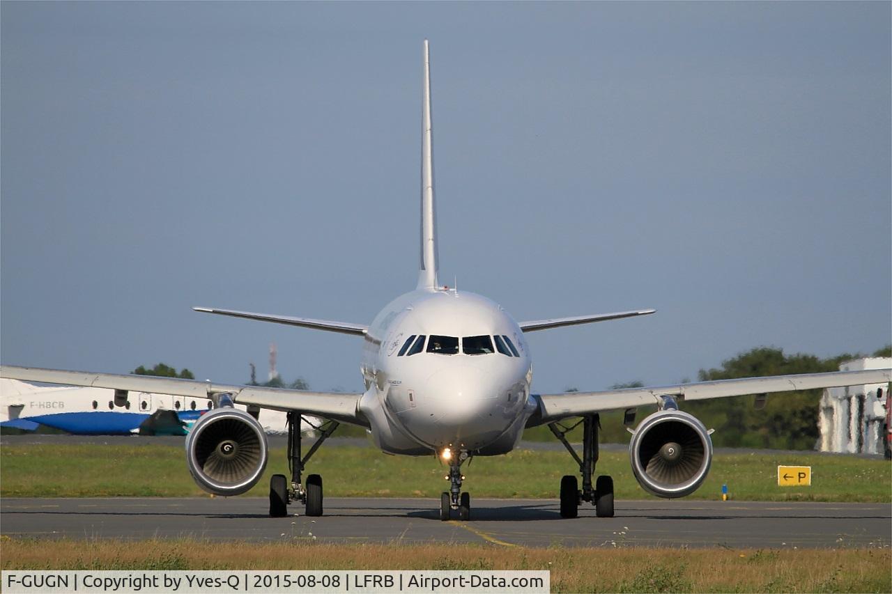 F-GUGN, 2006 Airbus A318-111 C/N 2918, Airbus A318-111, Ready to start after push back, Brest-Bretagne airport (LFRB-BES)