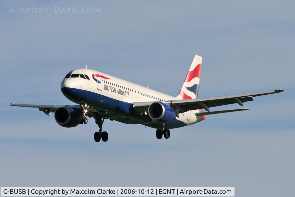 G-BUSB, 1987 Airbus A320-111 C/N 006, Airbus A320-111 on approach to Newcastle Airport, October 2006.