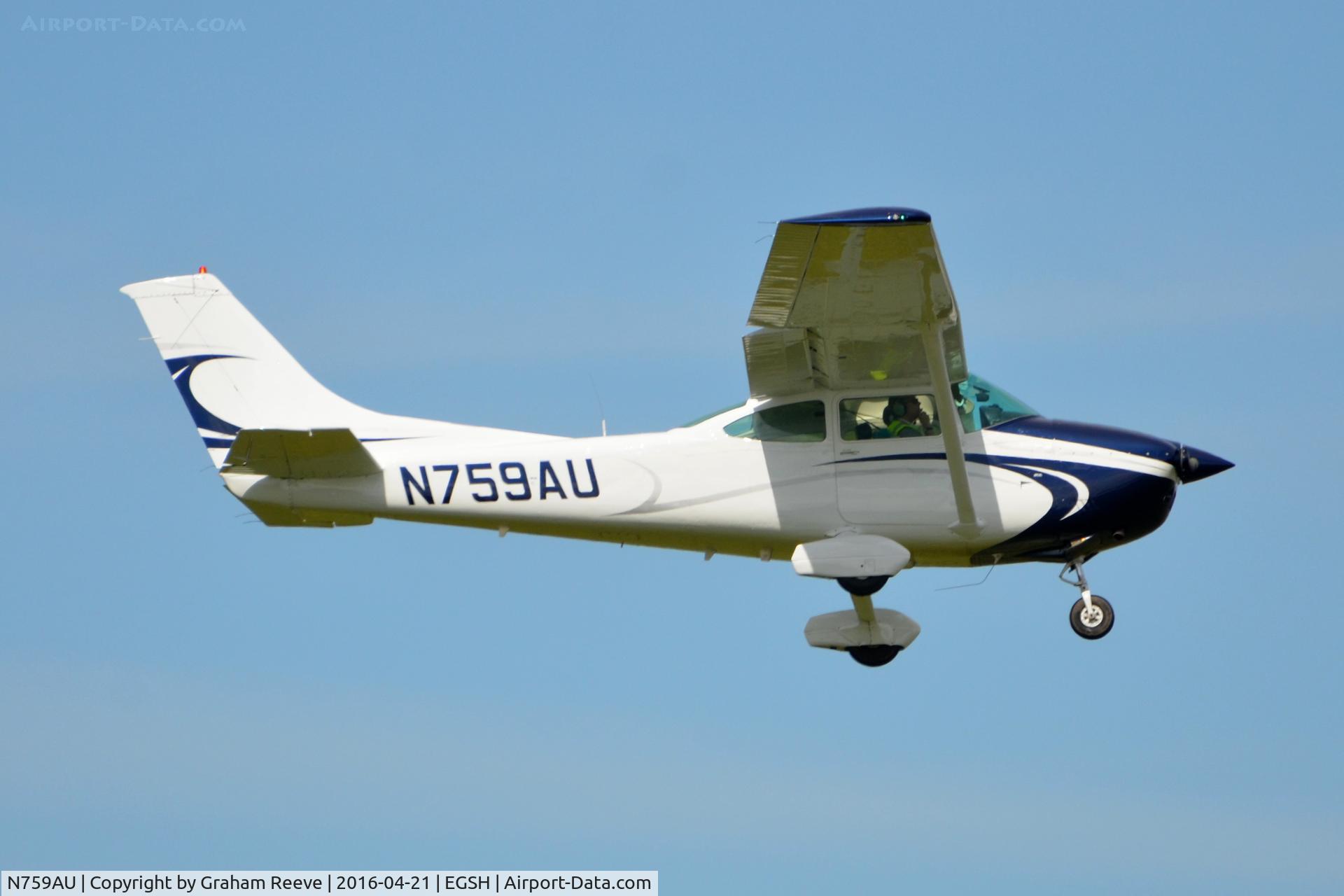 N759AU, 1977 Cessna 182Q Skylane C/N 182-65846, Landing at Norwich.