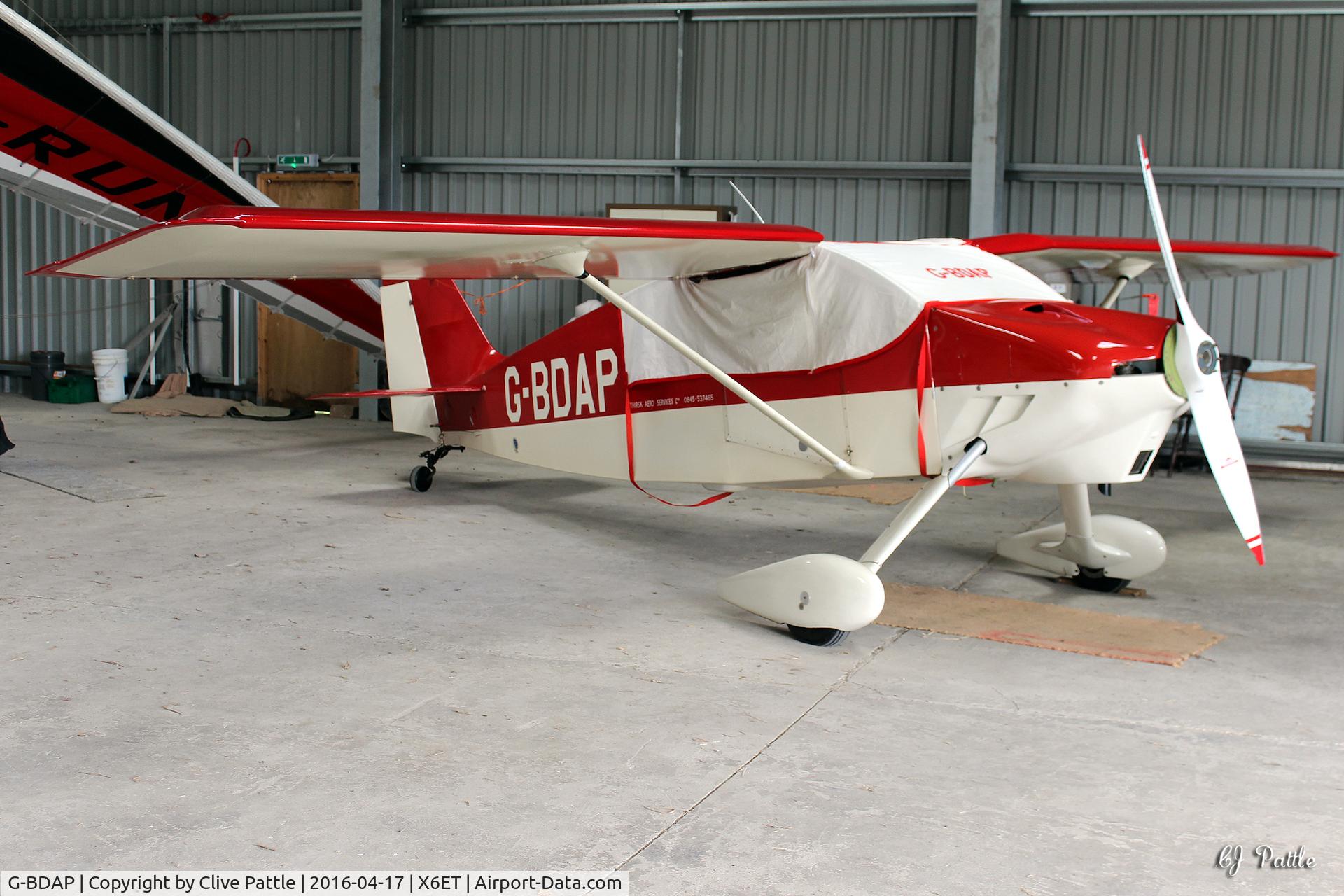 G-BDAP, 1976 Wittman W-8 Tailwind C/N PFA 3507, Hangared at Easterton, a gliding field 3 miles south of Elgin, Morayshire  - operated jointly by the Highland Gliding Club and the RAF Gliding and Soaring Assoc