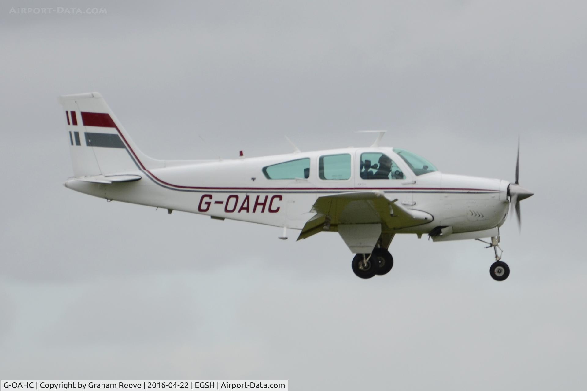 G-OAHC, 1978 Beech F33C Bonanza C/N CJ-133, Landing at Norwich.