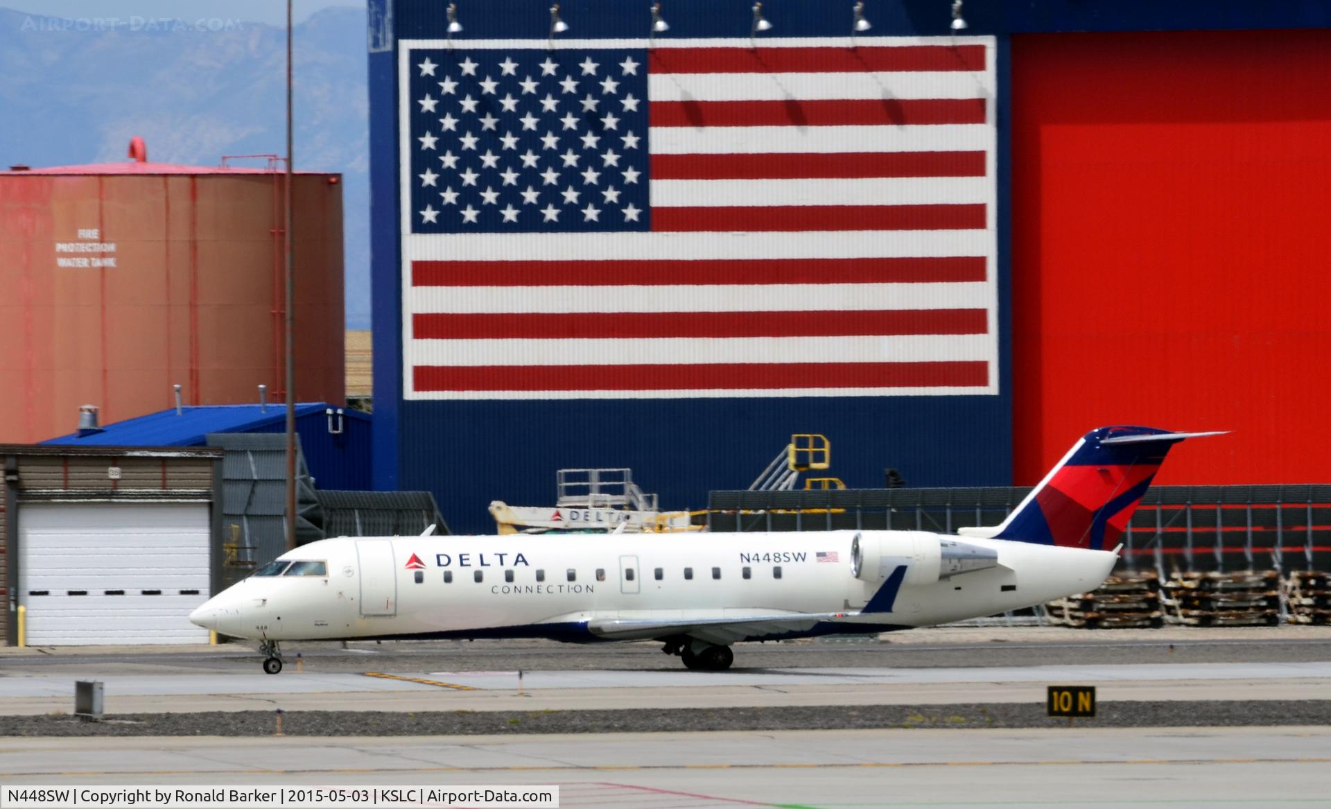 N448SW, 2002 Bombardier CRJ-200LR (CL-600-2B19) C/N 7678, Taxi SLC