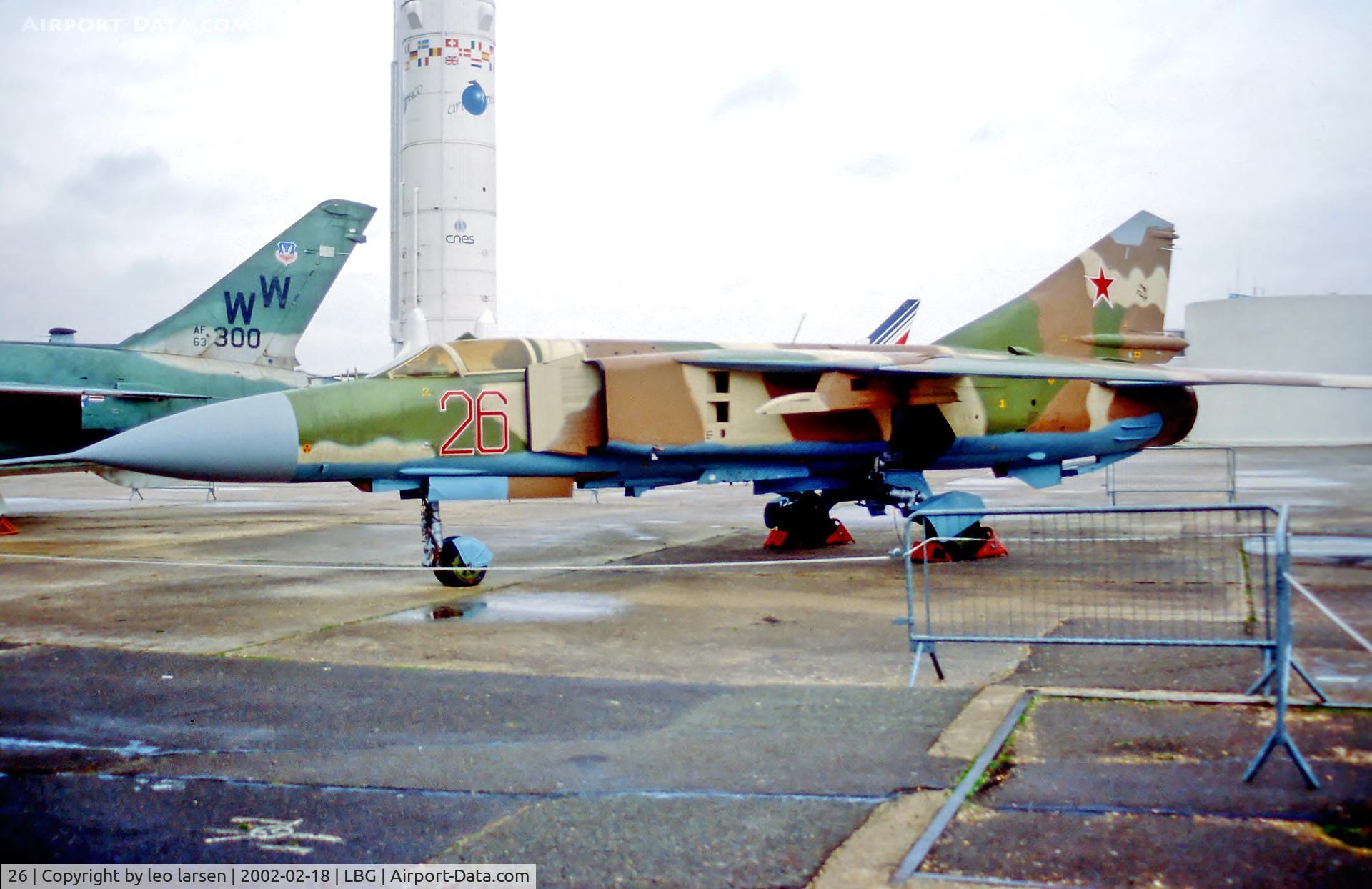 26, 1982 Mikoyan-Gurevich MiG-23ML C/N 0390324028, Museè de l `Air LBG 18.2.02ex 558 East German Air Force