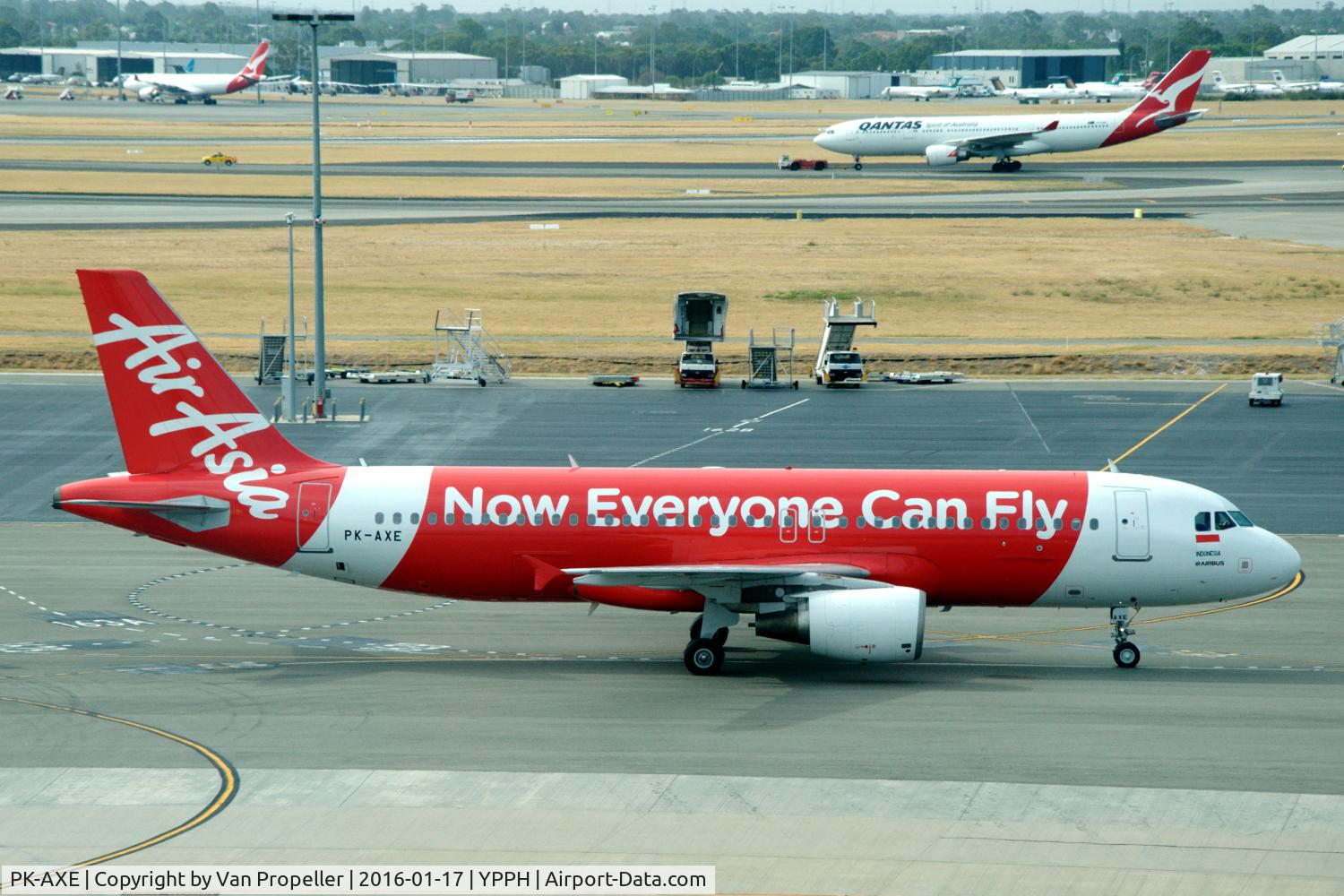 PK-AXE, 2008 Airbus A320-216 C/N 3715, Indonesia AirAsia Airbus A320-216 taxiing at Perth airport, Western Australia