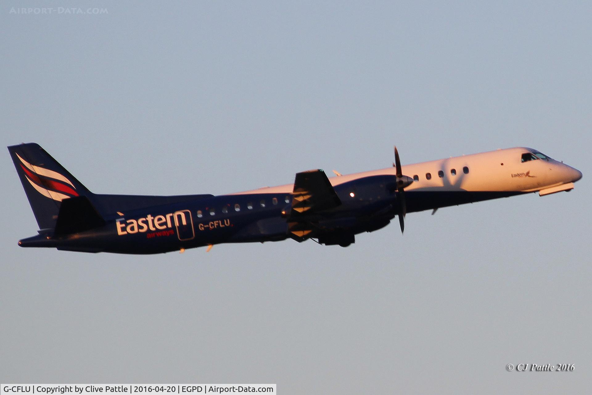 G-CFLU, 1998 Saab 2000 C/N 2000-055, In action at Aberdeen International EGPD