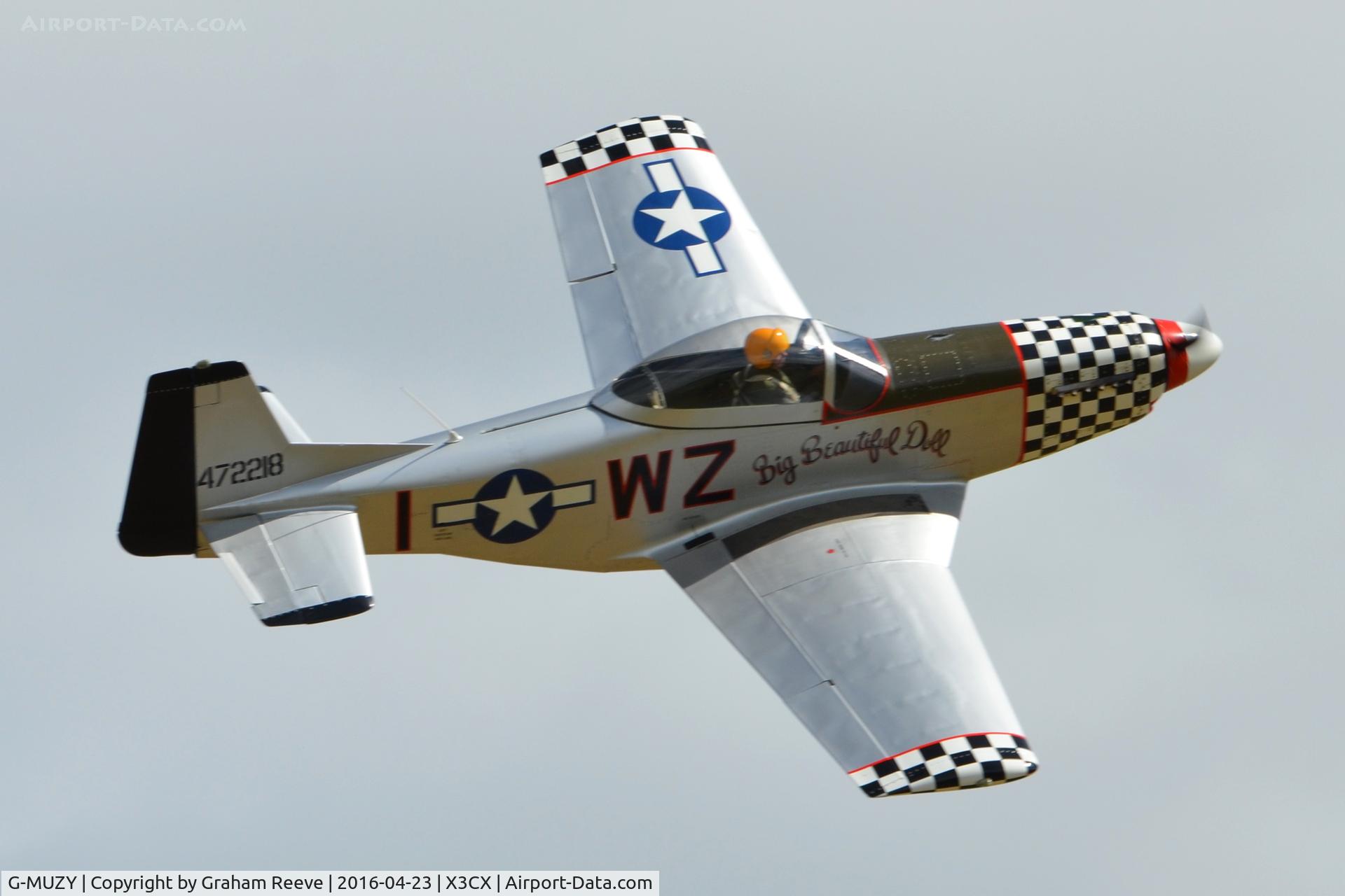 G-MUZY, 2008 Titan T-51 Mustang C/N LAA 355-14831, Over head at Northrepps.
