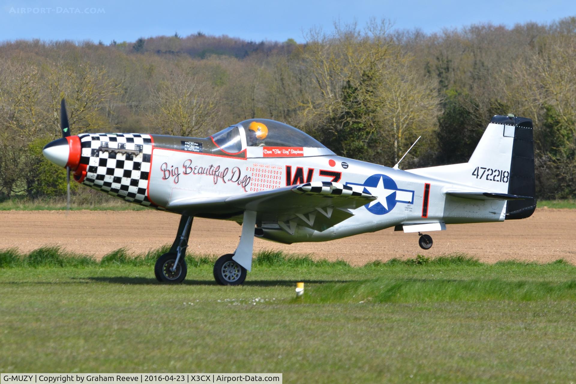 G-MUZY, 2008 Titan T-51 Mustang C/N LAA 355-14831, Departing from Northrepps.