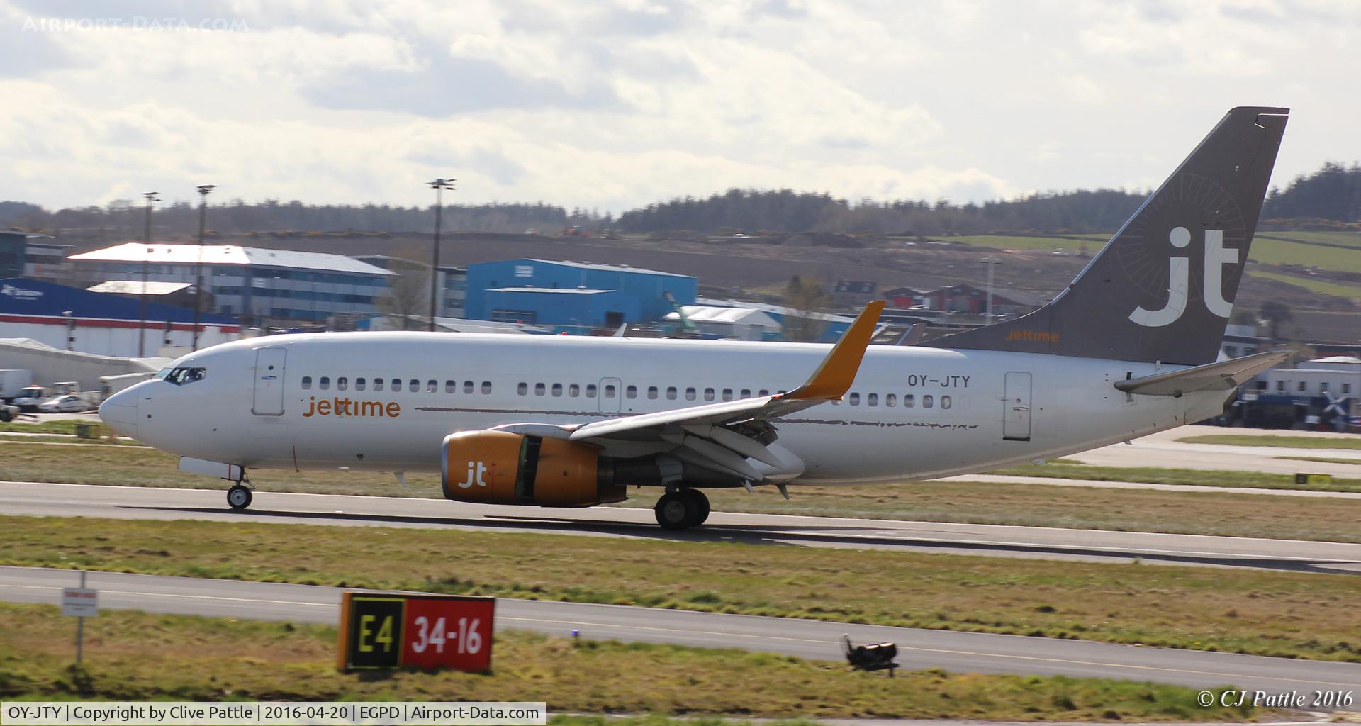 OY-JTY, 2001 Boeing 737-7Q8 C/N 30727, In action at Aberdeen International EGPD