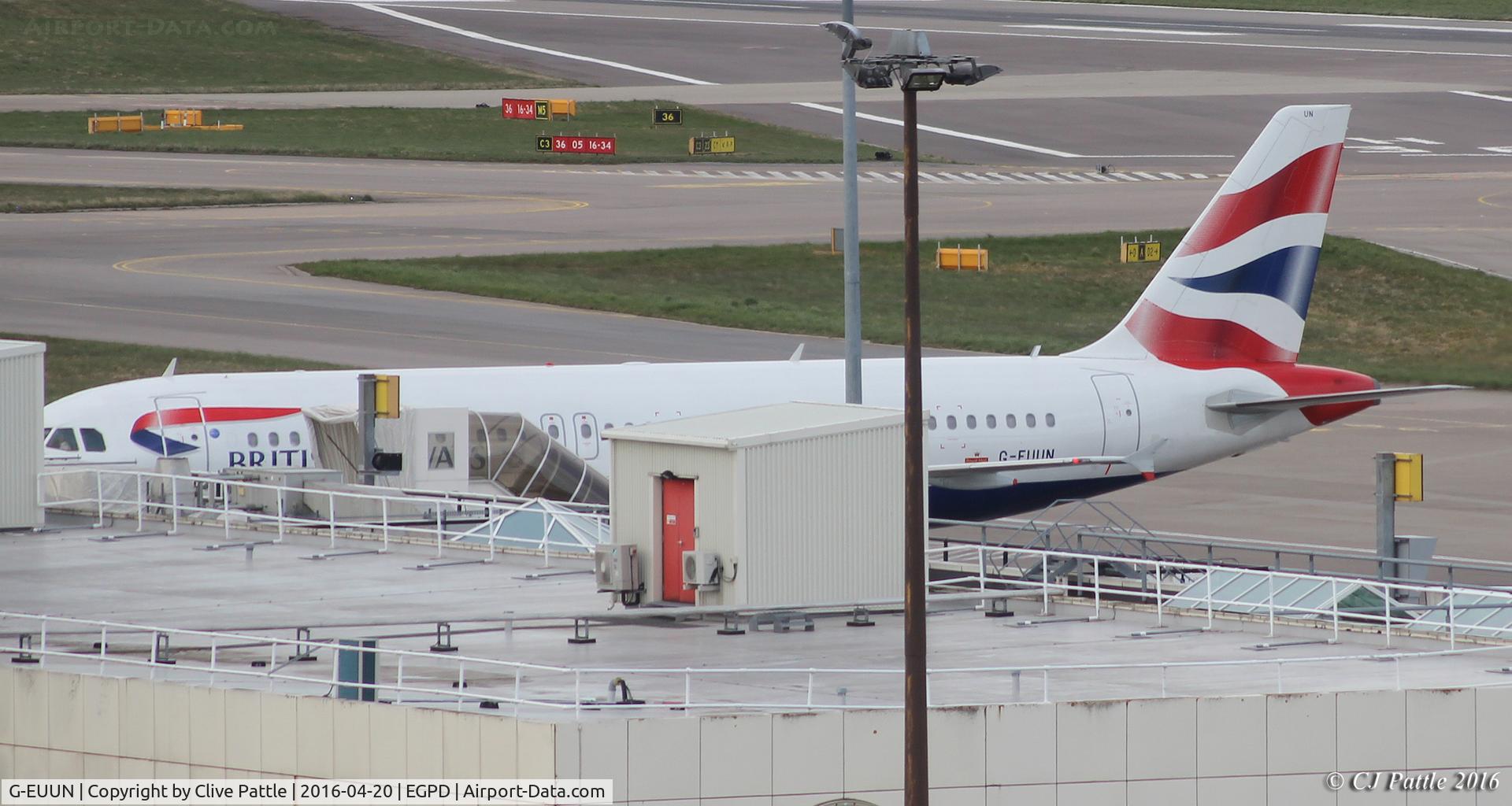 G-EUUN, 2003 Airbus A320-232 C/N 1910, At the gate at Aberdeen EGPD