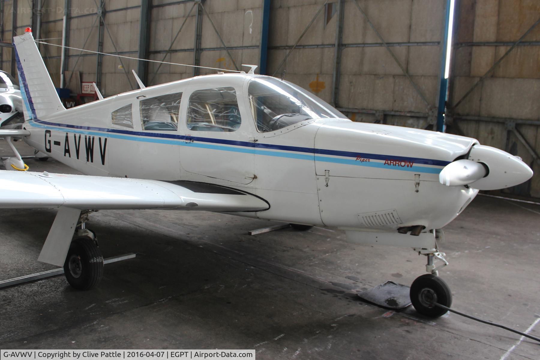 G-AVWV, 1968 Piper PA-28R-180 Cherokee Arrow C/N 28R-30404, Hangared at Perth EGPT