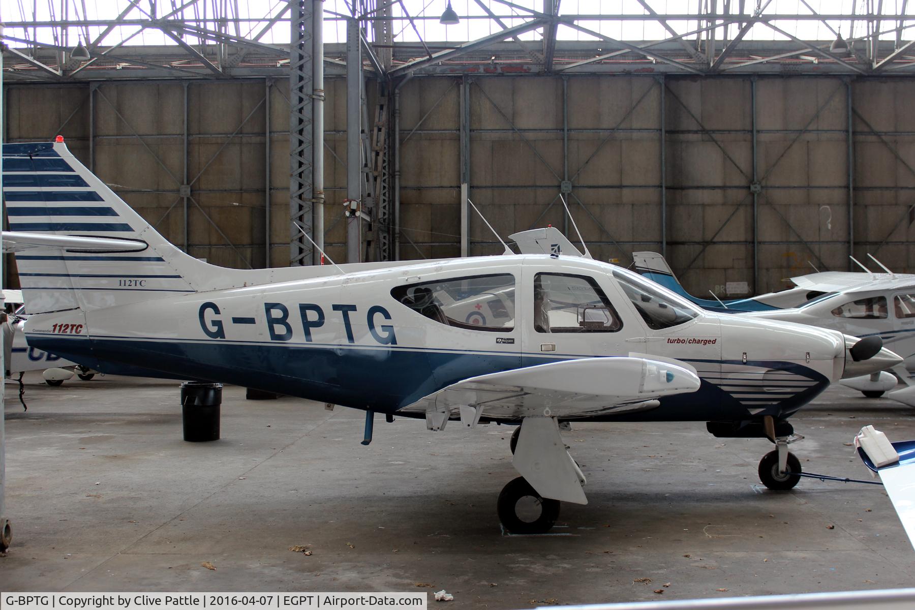 G-BPTG, 1976 Rockwell Commander 112TC C/N 13067, Hangared at Perth EGPT