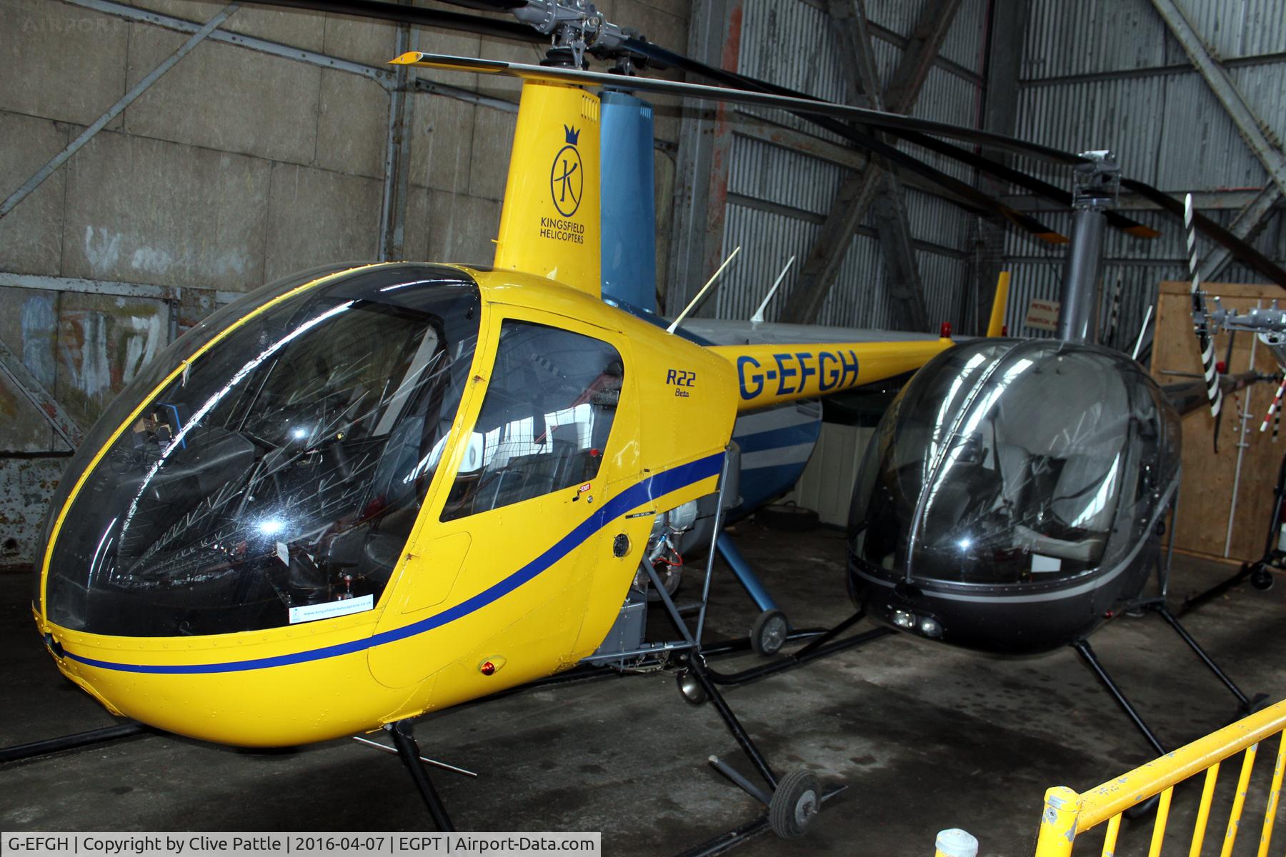 G-EFGH, 1990 Robinson R22 Beta C/N 1487, Hangared at Perth EGPT