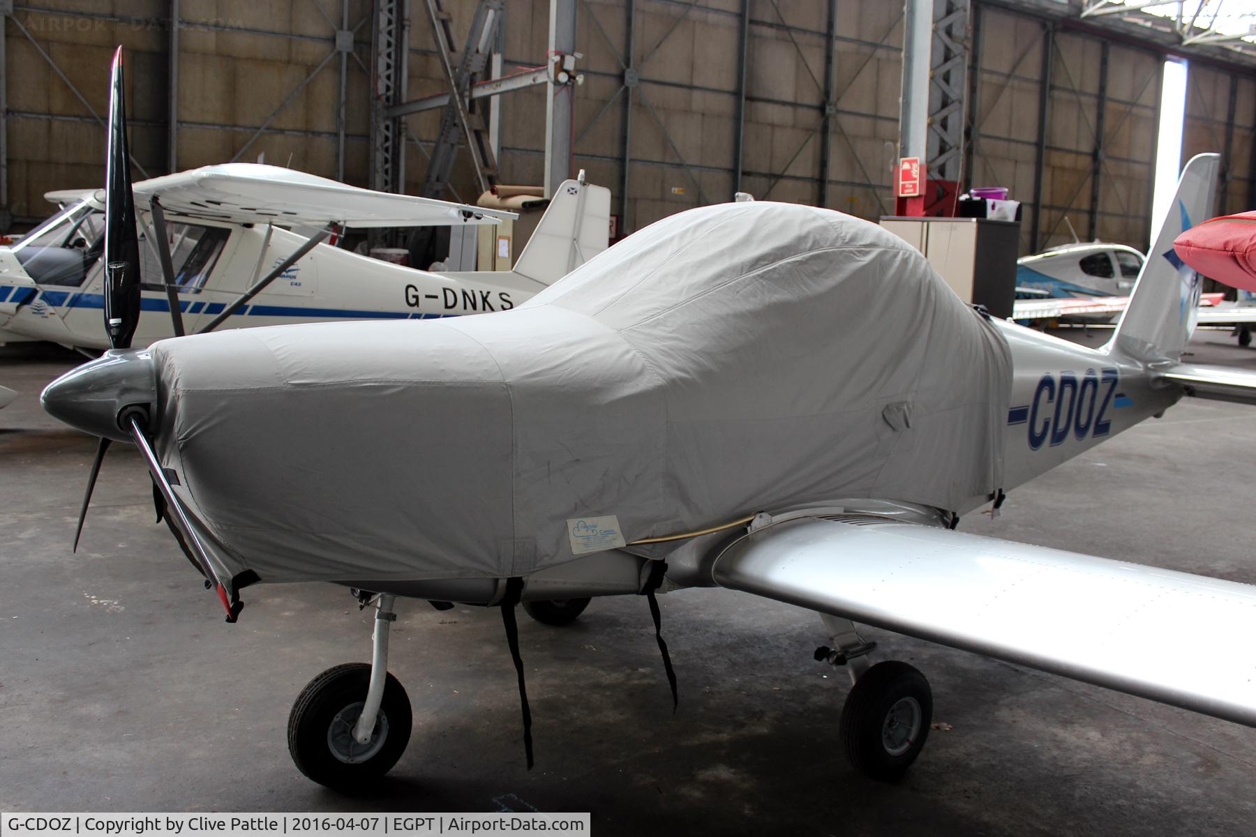 G-CDOZ, 2005 Aerotechnik EV-97 Eurostar C/N PFA 315-14437, Well wrapped up and hangared at Perth EGPT