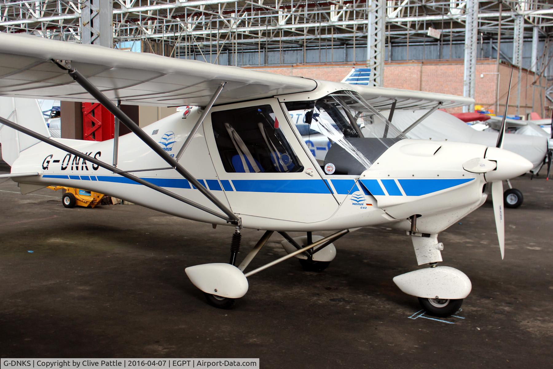 G-DNKS, 2006 Comco Ikarus C42 FB80 C/N 0606-6822, Hangared at Perth EGPT