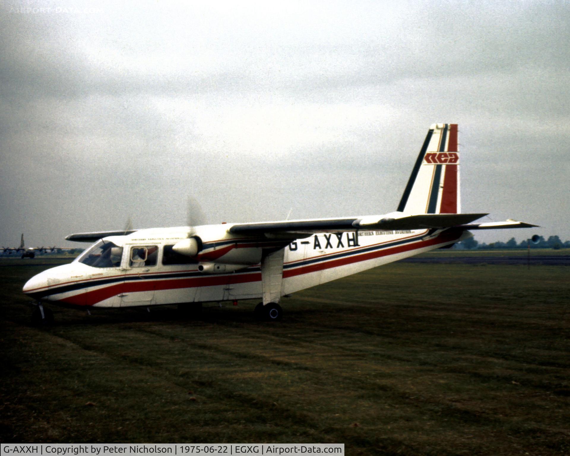 G-AXXH, 1970 Britten-Norman BN-2A-27 Islander C/N 144, BN-2A-27 Islander of Northern Executive Aviation Limited at the RAF Church Fenton Airshow of 1975