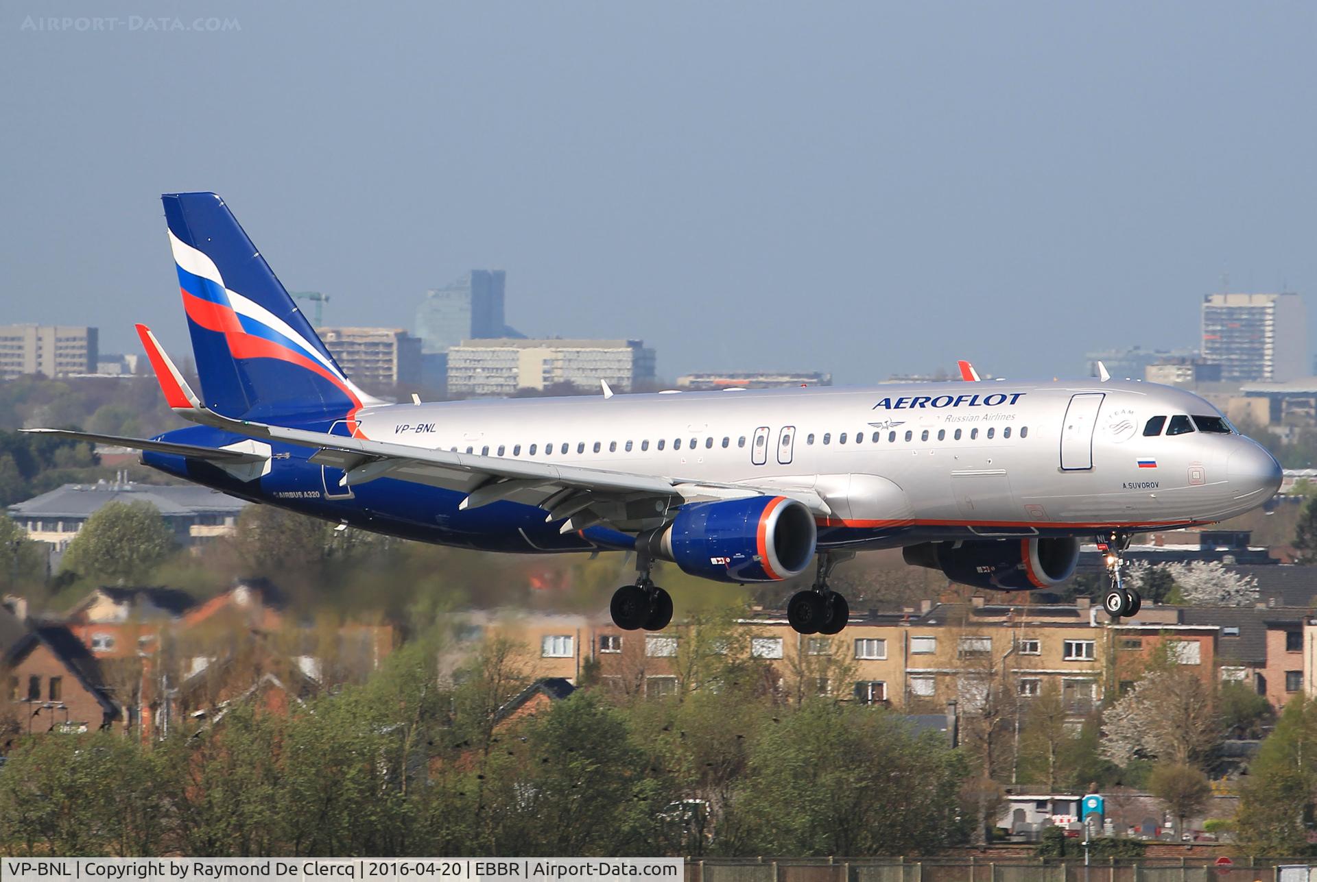 VP-BNL, 2013 Airbus A320-214 C/N 5580, Landing at Brussels rwy 01.