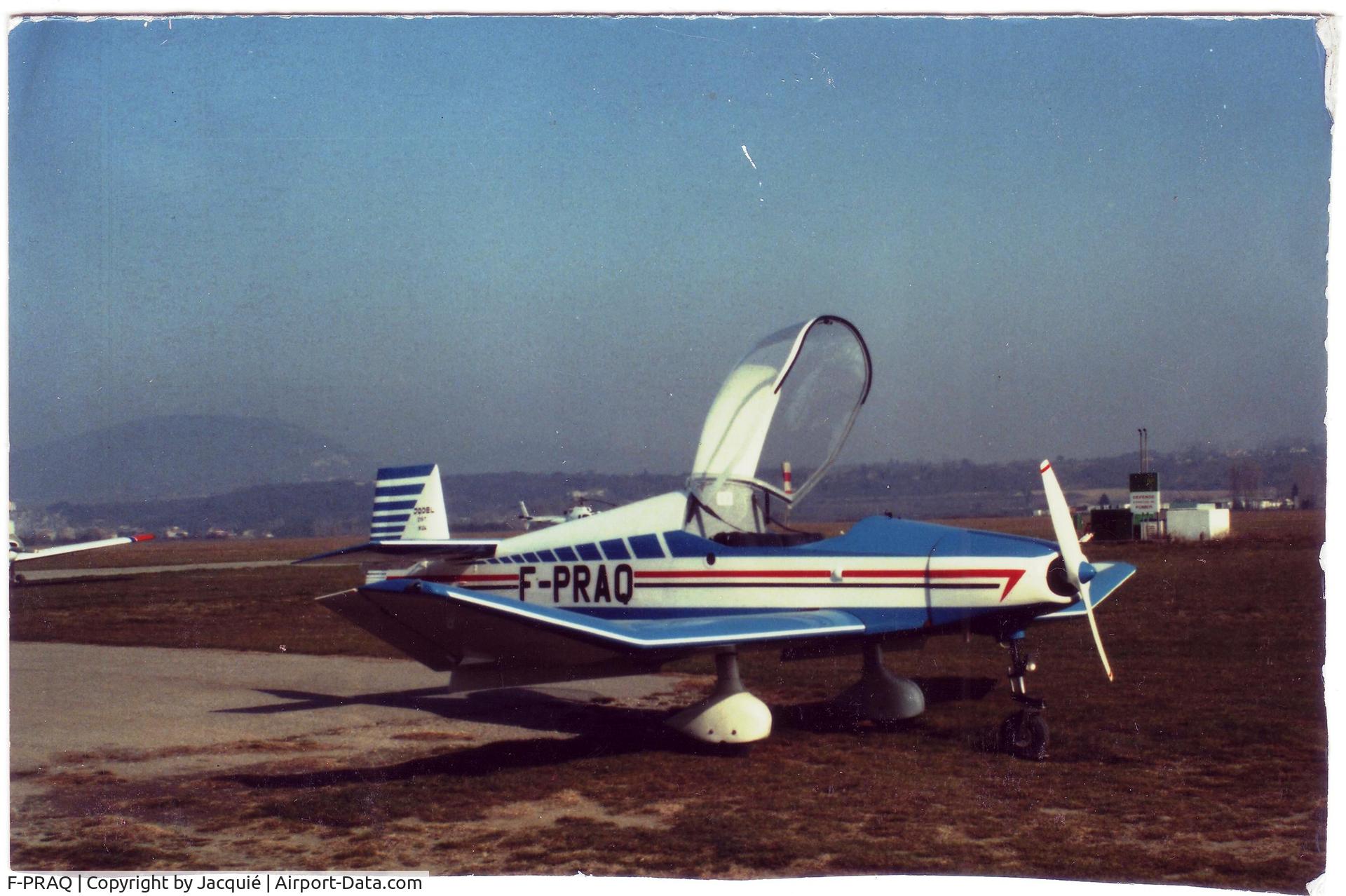 F-PRAQ, Jodel D-19 C/N 24, Here is a French aircraft built by a private pilote. The photo was taken on February in 1993 in the South of France.I'm looking for it or for someone who may have seen it. The aircraft was sold to a man in Darois. Please send an email for information.