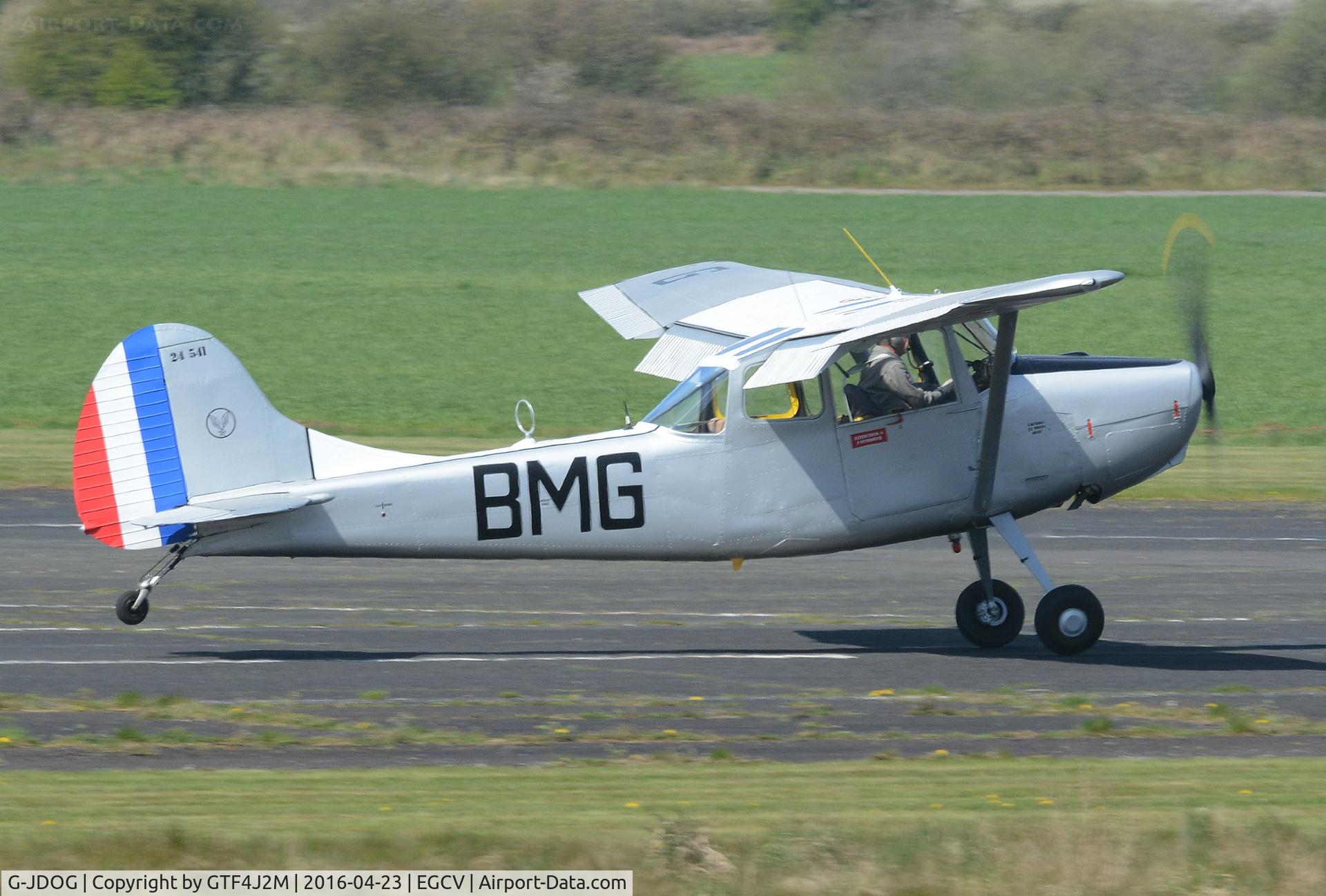 G-JDOG, 1957 Cessna 305C (0-1E) C/N 24541, G-JDOG 'BMG' in ALAT c/s at Sleap 23.4.16