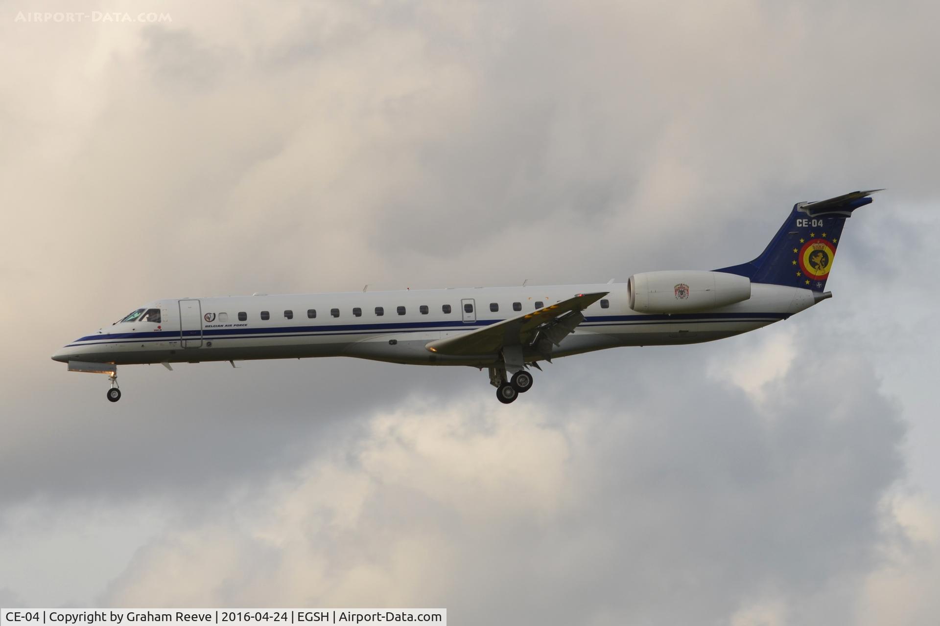 CE-04, 2001 Embraer ERJ-145LR (EMB-145LR) C/N 145548, Landing at Norwich.