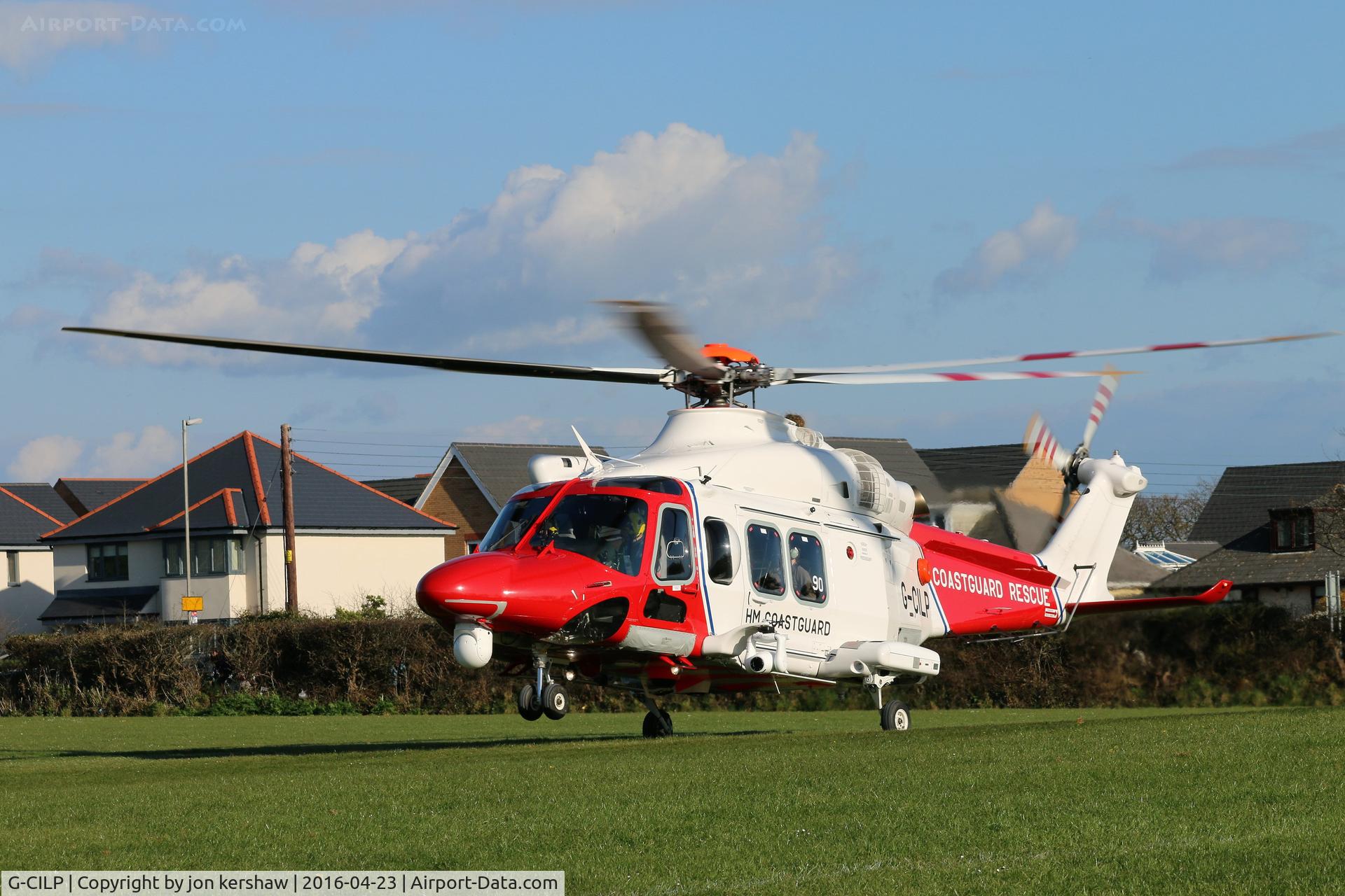 G-CILP, 2014 AgustaWestland AW-139 C/N 31590, Taking off in Bude Cornwall after a hot run pick up.