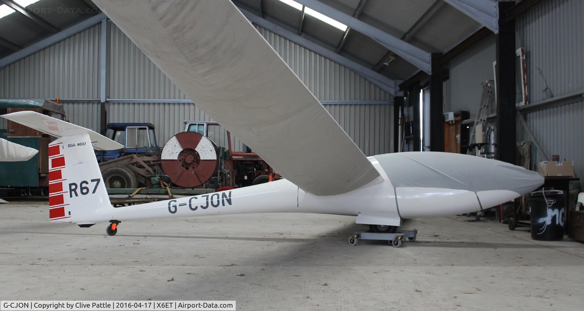 G-CJON, Grob G-102 Astir CS77 C/N 1634, Hangared at Easterton Gliding field, Elgin, Moray.