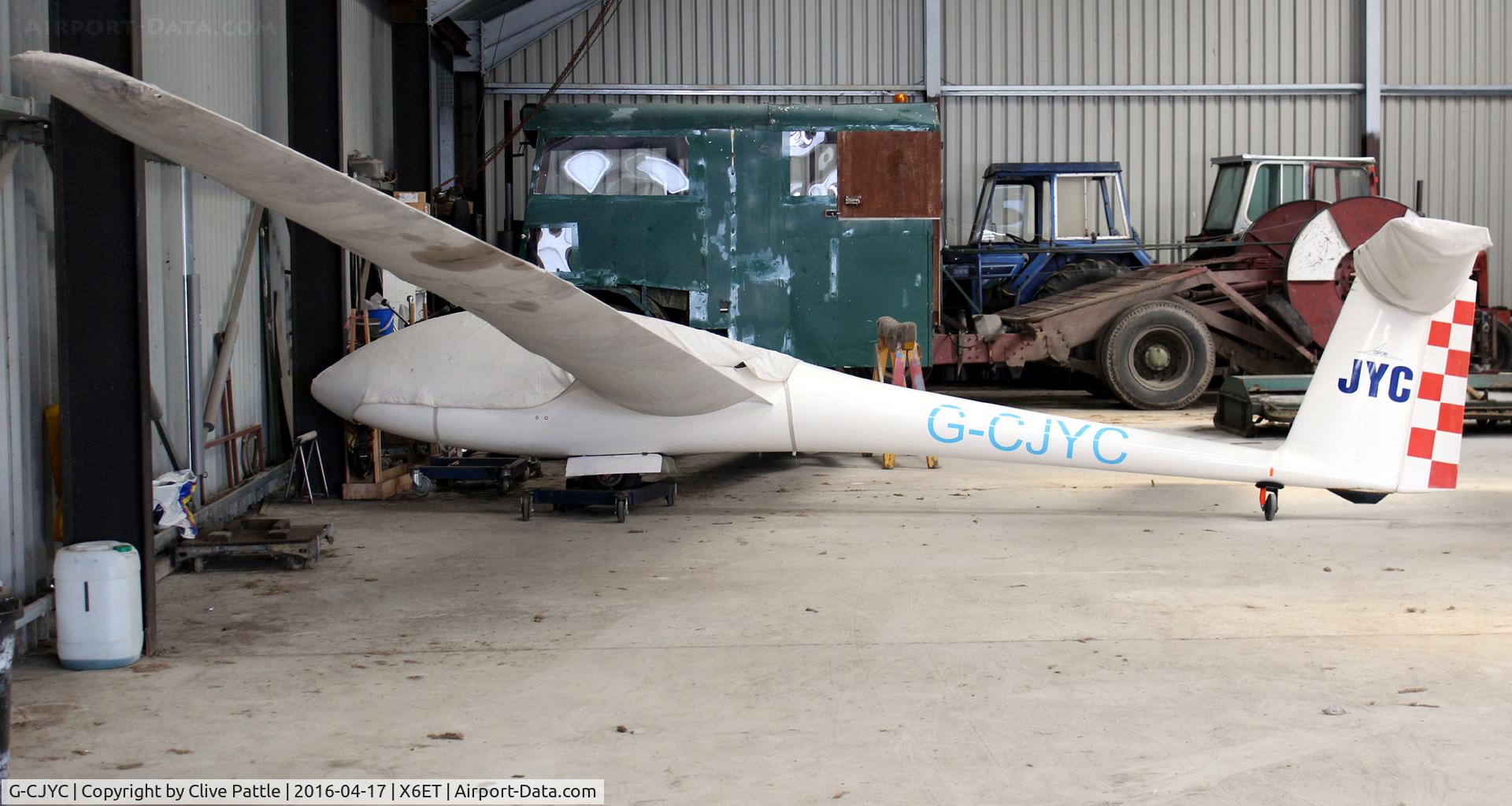 G-CJYC, 2007 Grob G-102 Astir CS C/N 1429, Hangared at Easterton Gliding field, Elgin, Moray.