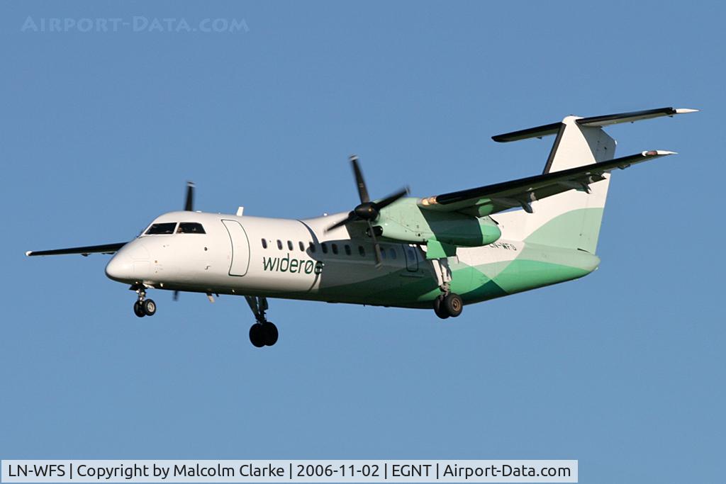 LN-WFS, De Havilland Canada DHC-8-311Q Dash 8 C/N 535, De Havilland Canada DHC-8-311Q on approach to 25 at Newcastle Airport, November 2006.