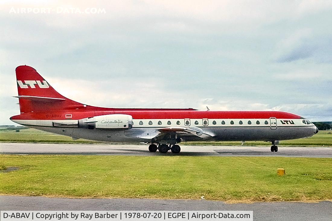 D-ABAV, 1968 Sud Aviation SE-210 Caravelle 10B1R C/N 243, Sud Aviation SE.210 Caravelle 10R [243] (LTU Sud) Inverness~G 20/07/1978. From a slide.