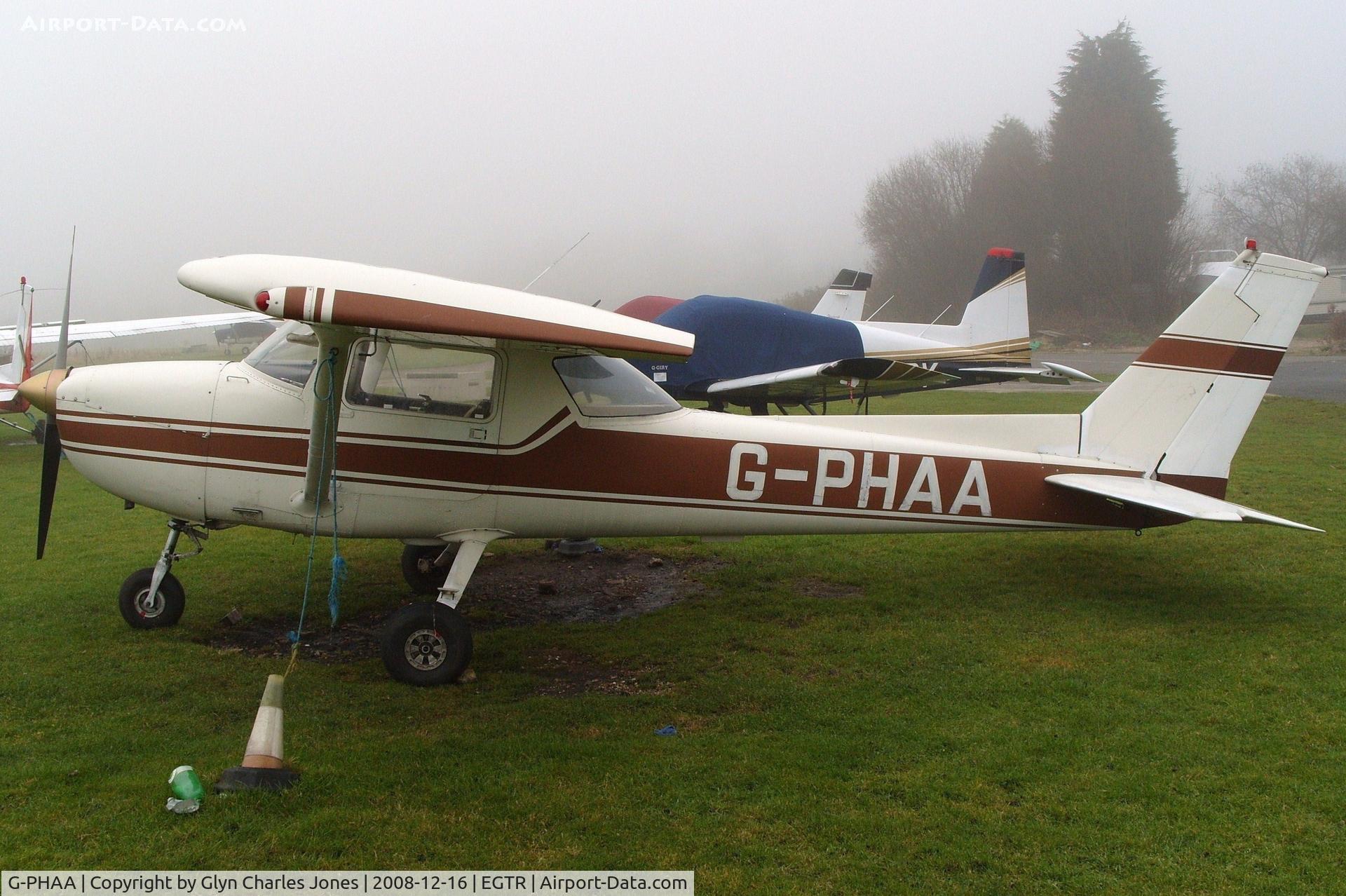G-PHAA, 1974 Reims F150M C/N 1159, Taken on a quiet cold and foggy day. With thanks to Elstree control tower who granted me authority to take photographs on the aerodrome. Previously G-BCPE. Owned by PHA Aviation.