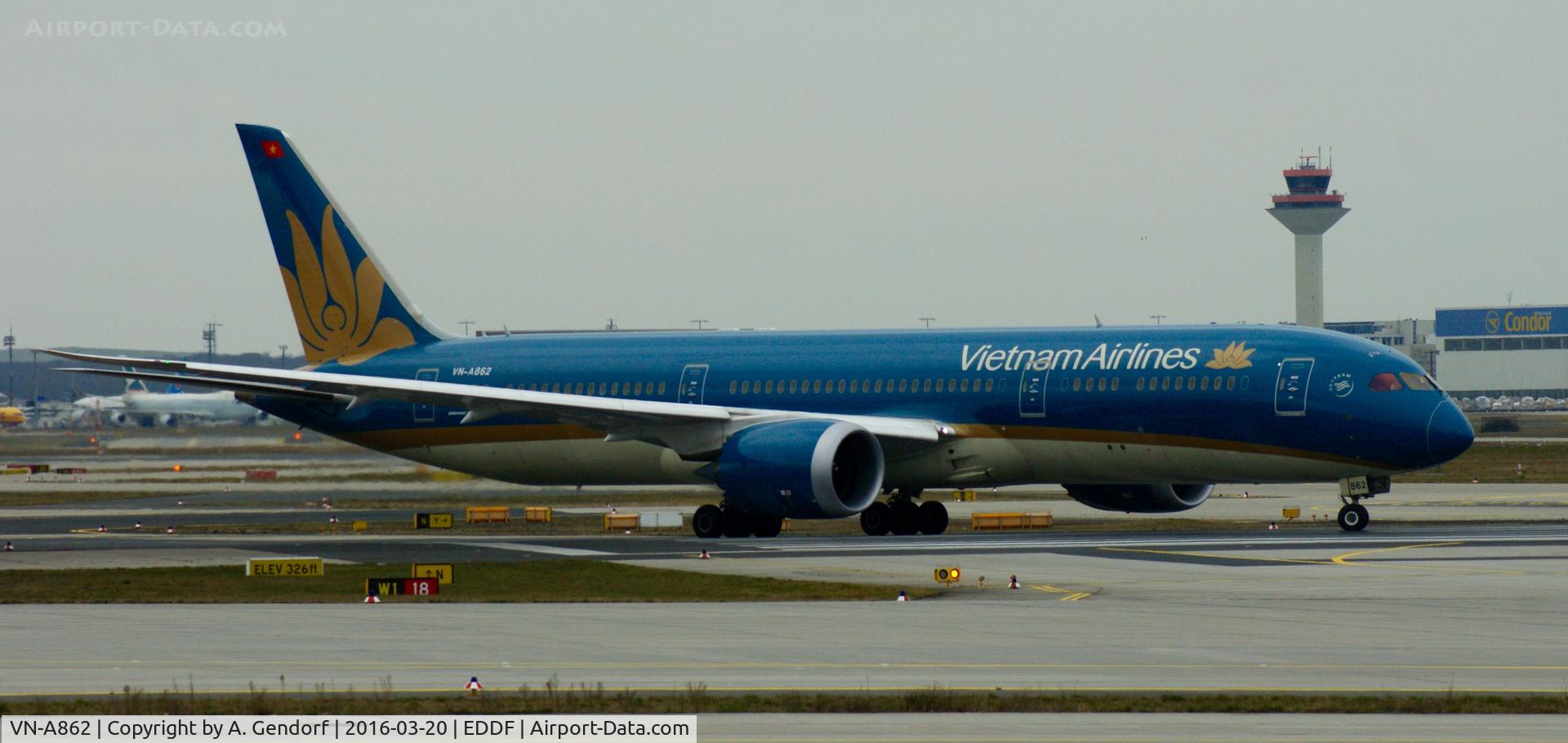 VN-A862, 2015 Boeing 787-9 Dreamliner C/N 35152, Vietnam Airlines, seen here taxiing at Frankfurt Rhein/Main(EDDF)